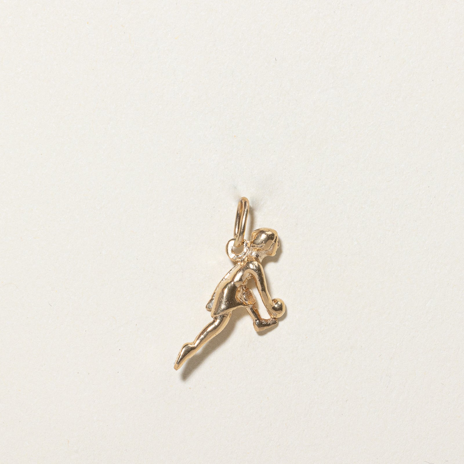 14K Yellow Gold Bowling Player Charm Pendant - Elegant Jewelry Gift for Bowlers & Sports Enthusiasts - Perfect for Birthdays, Anniversaries & Sports Events