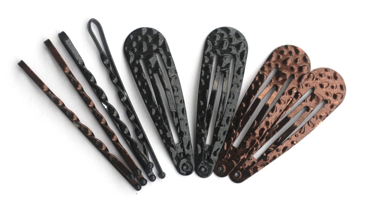 Basicare 4-Pack Snap Hair Clips + 4 Bobby Pins Set - Non-Slip Metal Hair Barrettes for Women, Girls & Kids - Perfect for School, Work, Parties & Everyday Hairstyles
