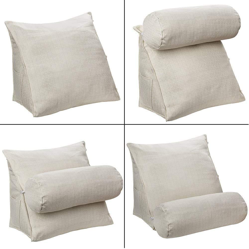 **Adjustable Wedge Triangle Pillow for Back Support - Orthopedic Sofa, Bed & Office Chair Cushion - Ivory Throw Pillow for Pain Relief & Comfort (Home, Travel, Work)**