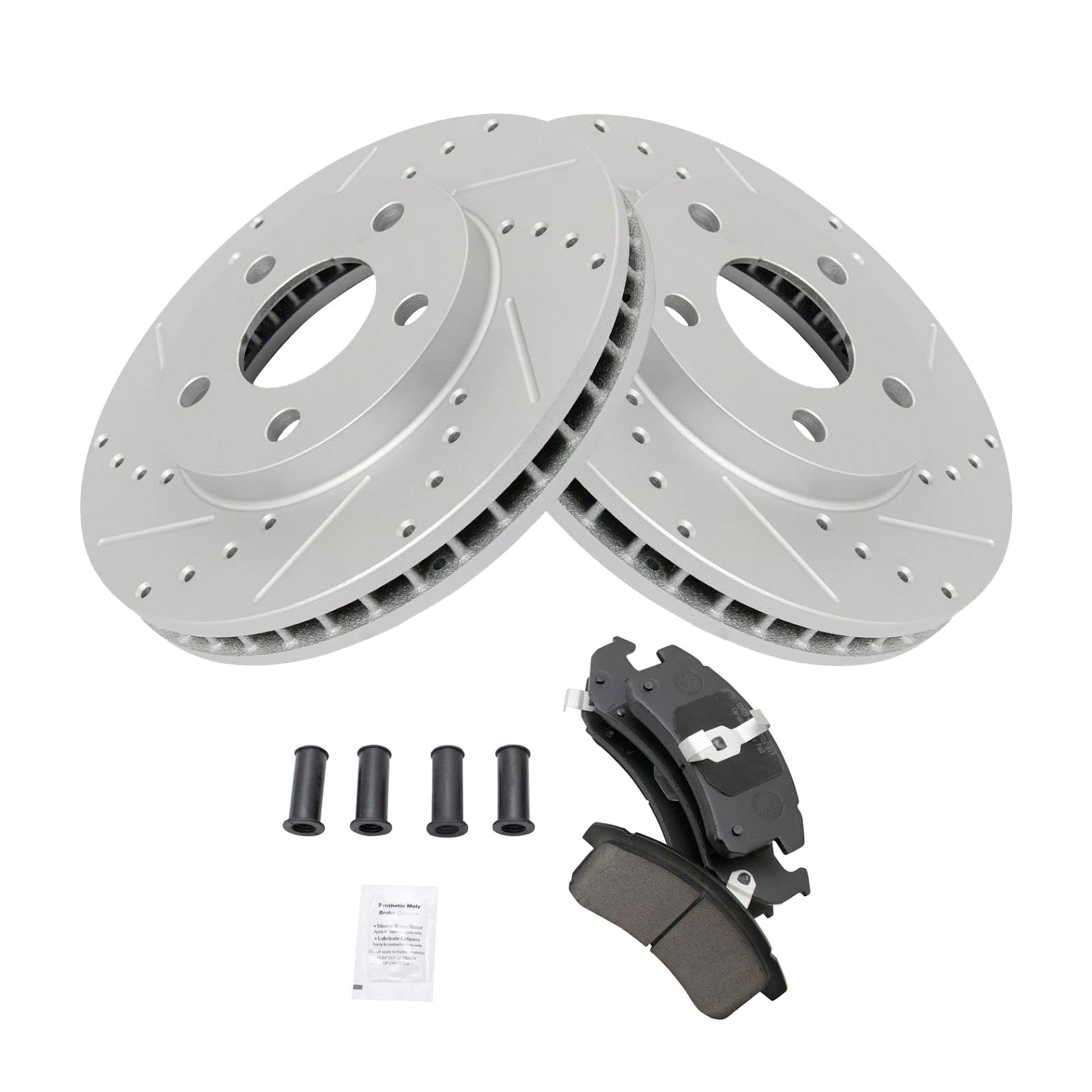 High-Performance Drilled & Slotted Brake Rotors with Ceramic Pads - Front Set for Chevy Silverado, Tahoe, Suburban | Improved Braking & Heat Dissipation for Towing & Off-Roading