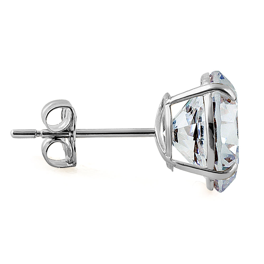 4.08ct Solid 14K White Gold 8mm Round Cut Clear Cubic Zirconia Stud Earrings for Women - Perfect for Weddings, Parties & Everyday Elegance