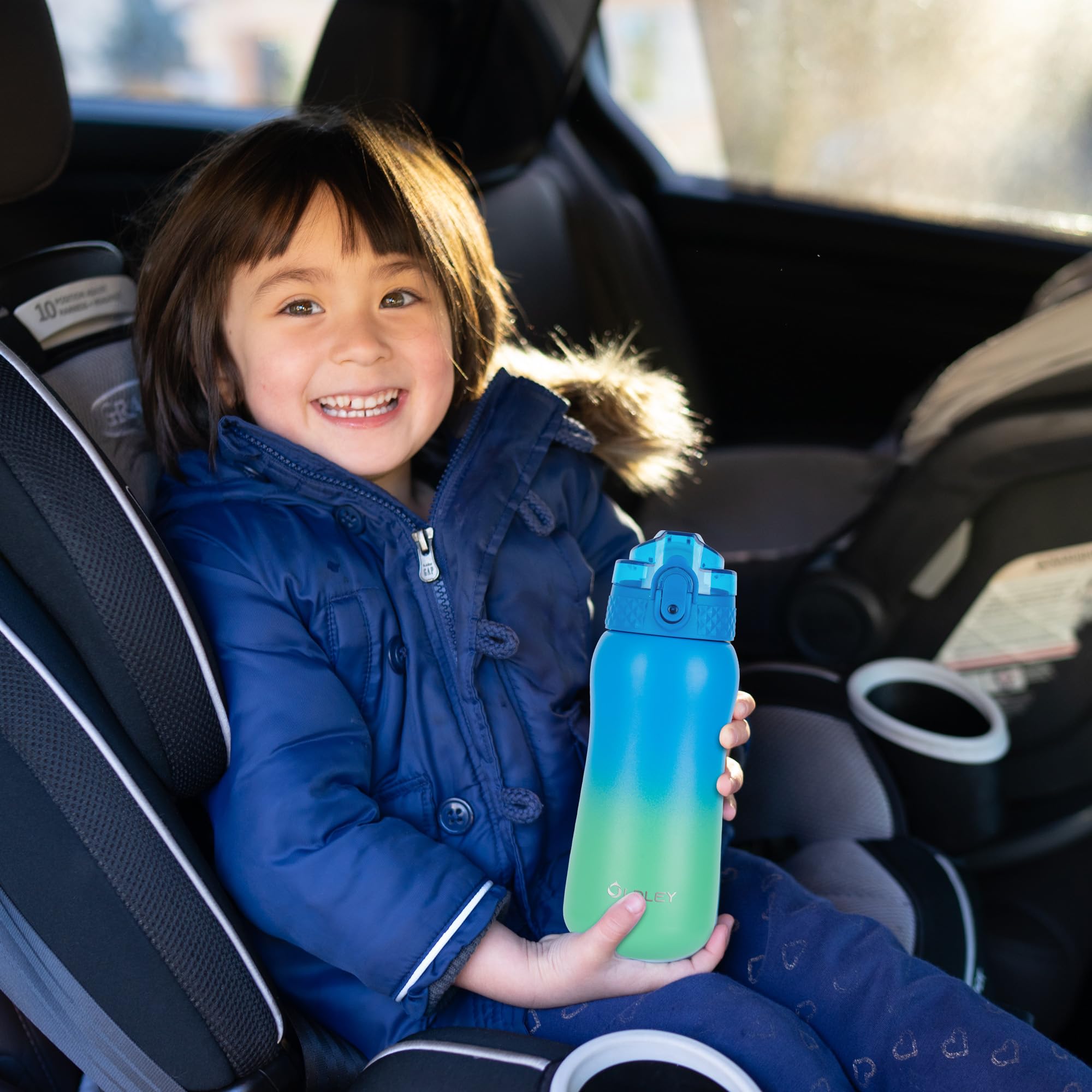 OLDLEY 12oz Insulated Stainless Steel Water Bottle with Straw & 2 Lids - Double Wall Vacuum Kids Water Bottle for School, Sports, Travel - Leak Proof & Eco Friendly - Perfect for School Lunches, Gym Workouts & Outdoor Adventures (Tropical Rainforest Design)