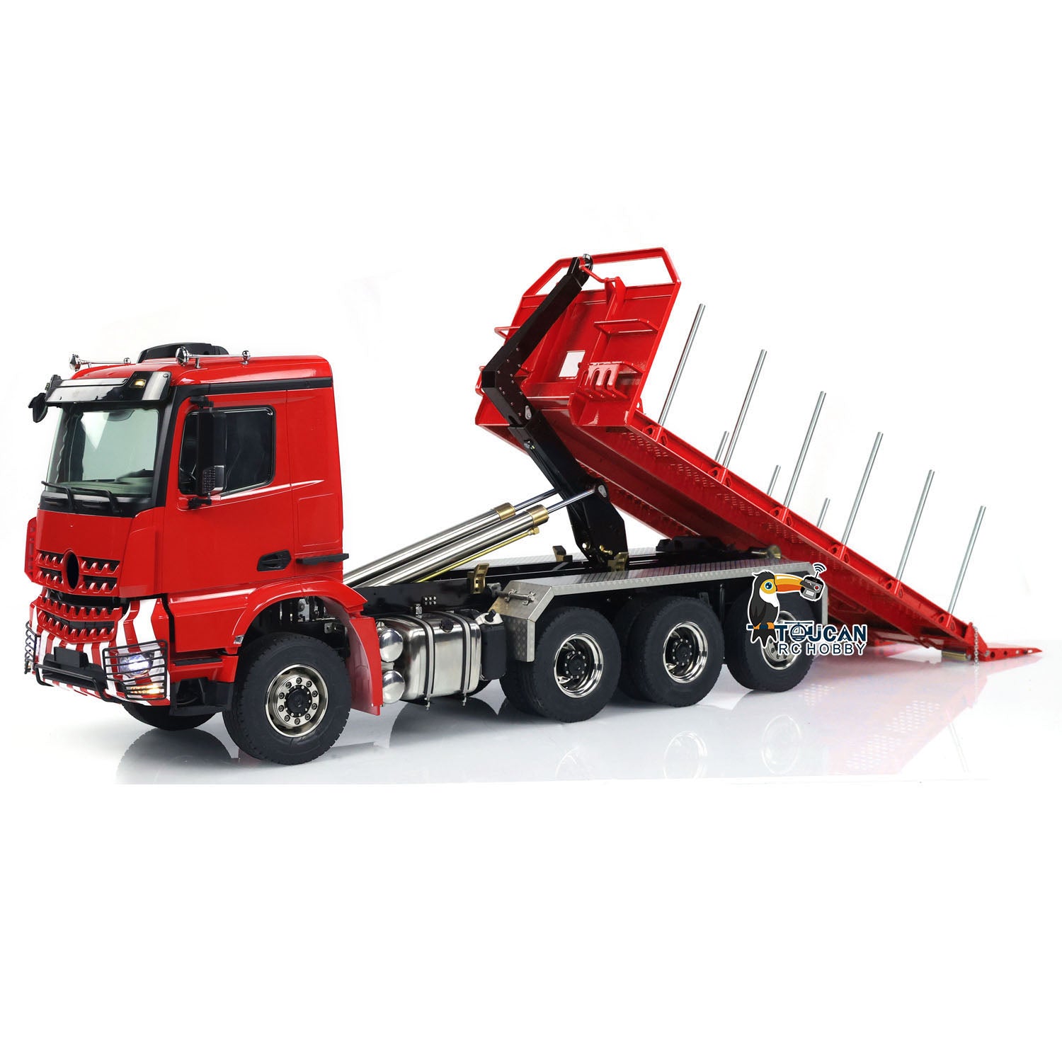 1/14 Scale 8x8 RC Hydraulic Dump Truck - Remote Control Construction Vehicle with Roll On/Off Function, Full Dumping System, PNP Version, Light & Sound Effects - Perfect for Construction Simulation, RC Hobbyists, and Kids Outdoor Play