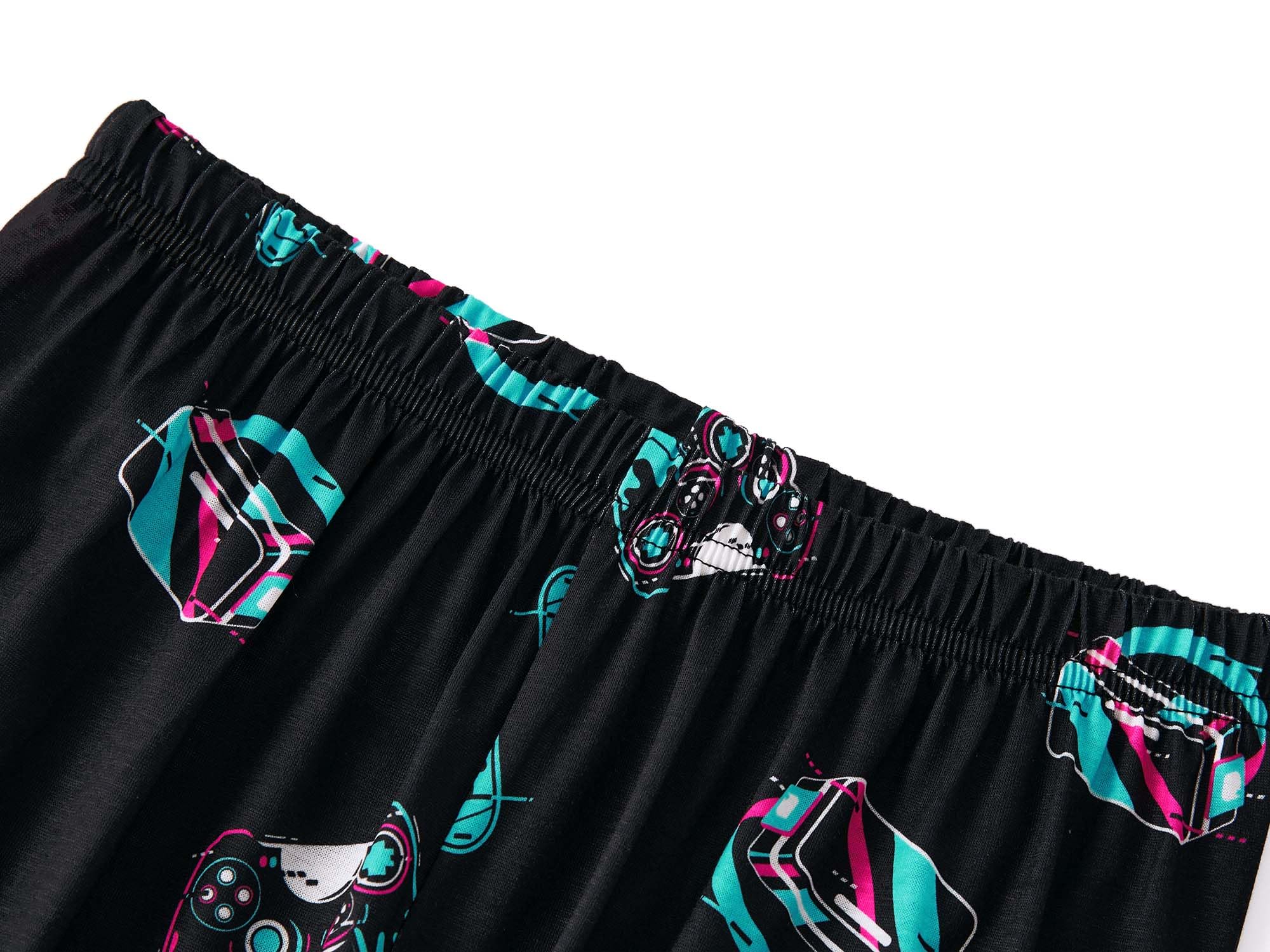 Tebbis 2-Piece Soft Cotton Boys' Pajama Set - Gamer Print Short Sleeve & Pants (Sizes 6-18) - Perfect for Sleepovers, Gaming Nights & Relaxing at Home
