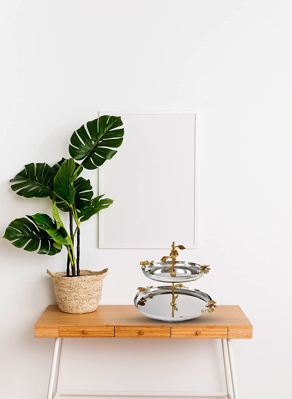 Serene Spaces Living Orchid Stem Two Tiered Serving Stand - 12