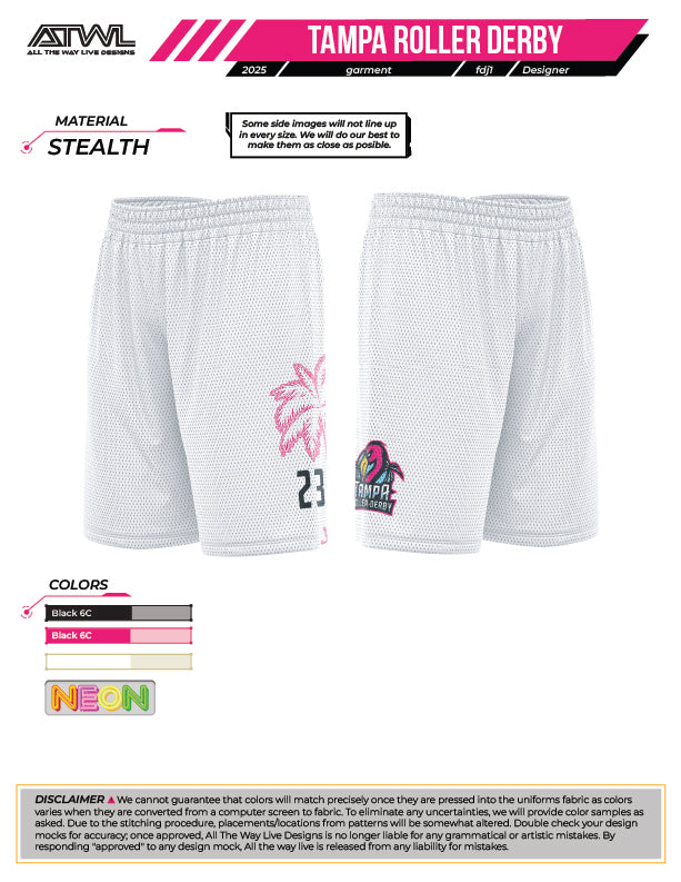 Tampa Roller Derby Men's Full Dye Athletic Shorts - Breathable Workout Shorts for Running, Gym & Casual Wear