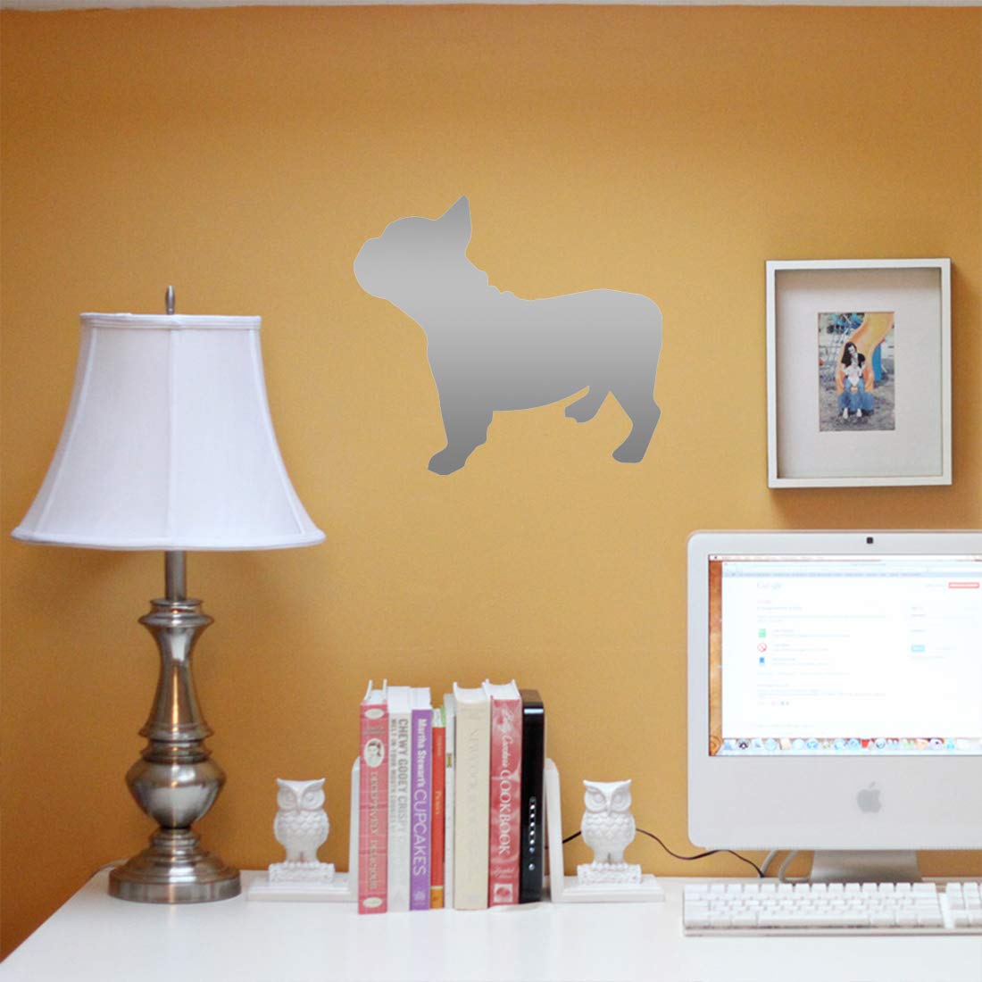 Premium Metallic Silver French Bulldog Vinyl Decal Stickers (Set of 2) - Waterproof, Durable for Laptop, Phone, Helmet, Car Window, Mug, Wall Decor - Perfect for Pet Lovers & Home/Office Decoration