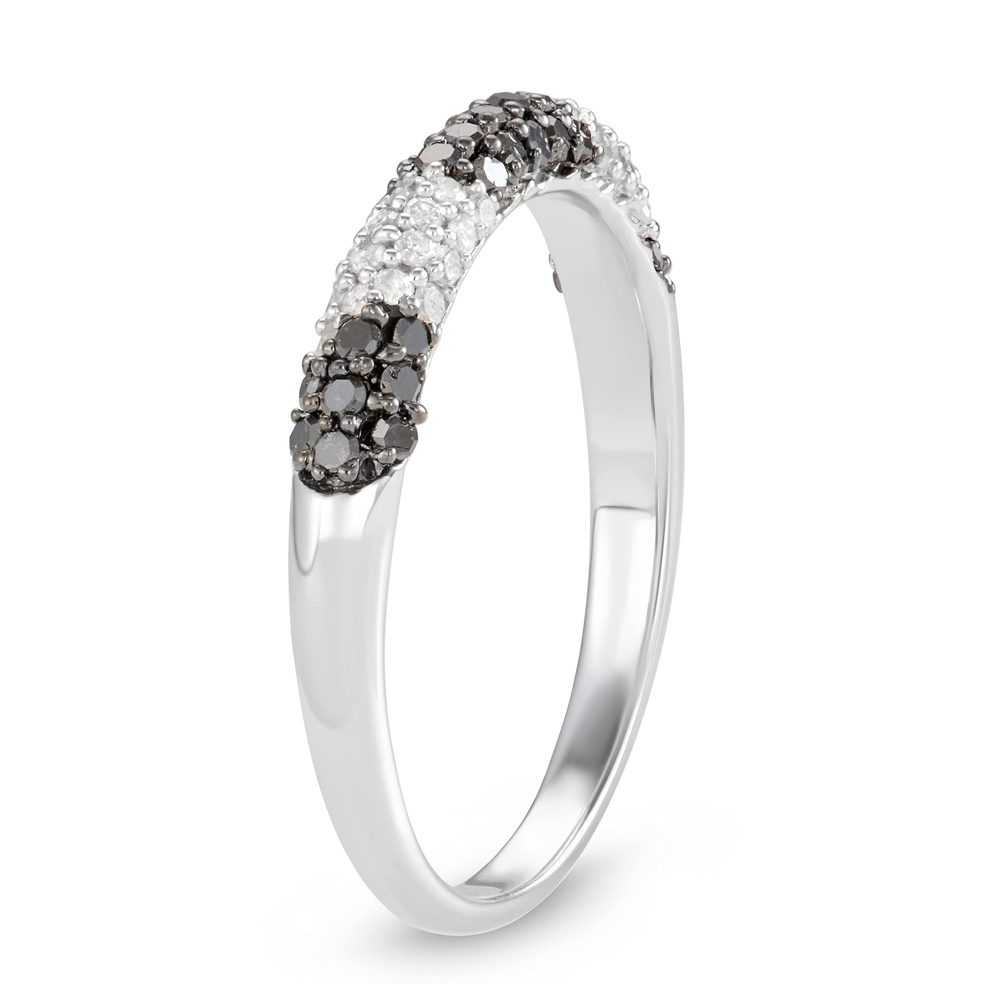1/2 Carat (cttw) Sterling Silver Black & Blue Diamond Ring with White Diamonds for Women - Elegant Jewelry for Weddings, Anniversaries & Special Occasions