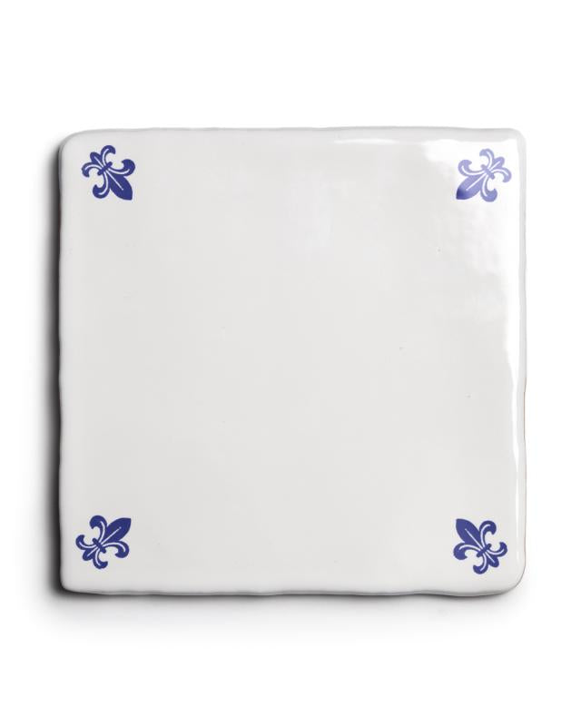 Kakel Mayfair Ivory White/Blue Lily 13 x 13 cm Glossy Light Wave Ceramic Tile - Perfect for Kitchen Backsplash, Bathroom Walls & Home Decor