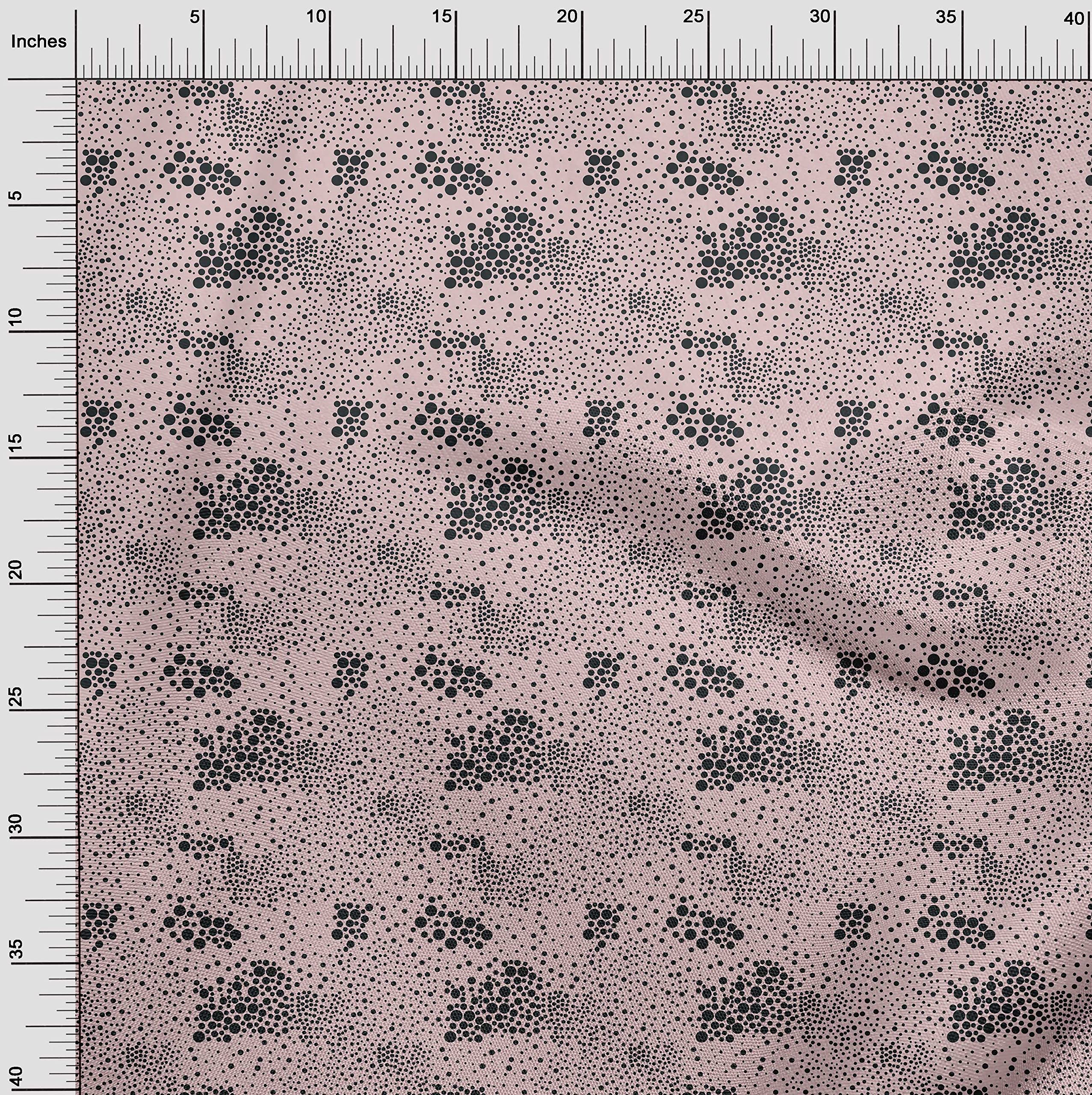 oneOone Polyester Spandex Rose Pink Fabric with Uneven Dot Print - 56 Inch Wide Dress Material by The Yard | Perfect for DIY Dresses, Skirts & Home Decor Projects
