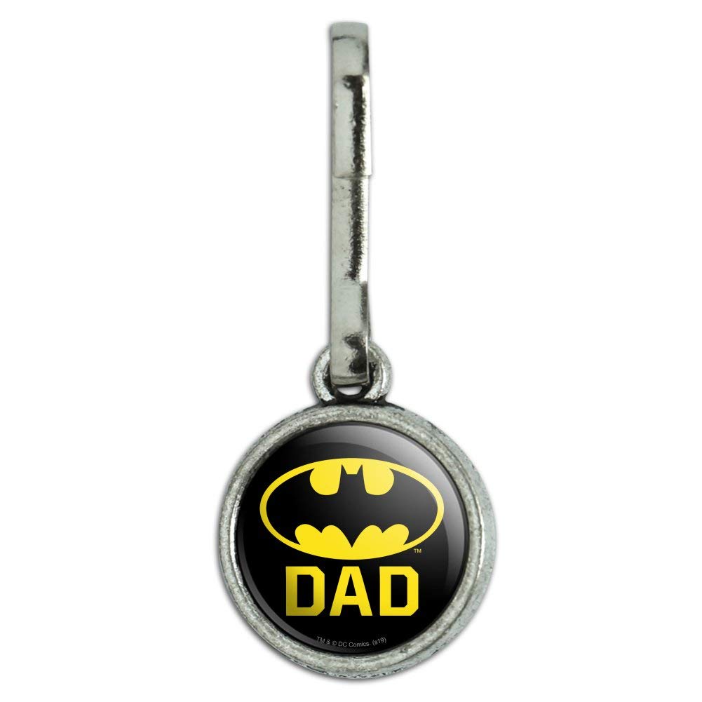 Batman Bat Dad Shield Logo Vintage Charm - Zipper Pull Aid for Clothes, Purses, Suitcases & Backpacks | Unique Gift for DC Comics Fans & Travel Accessories
