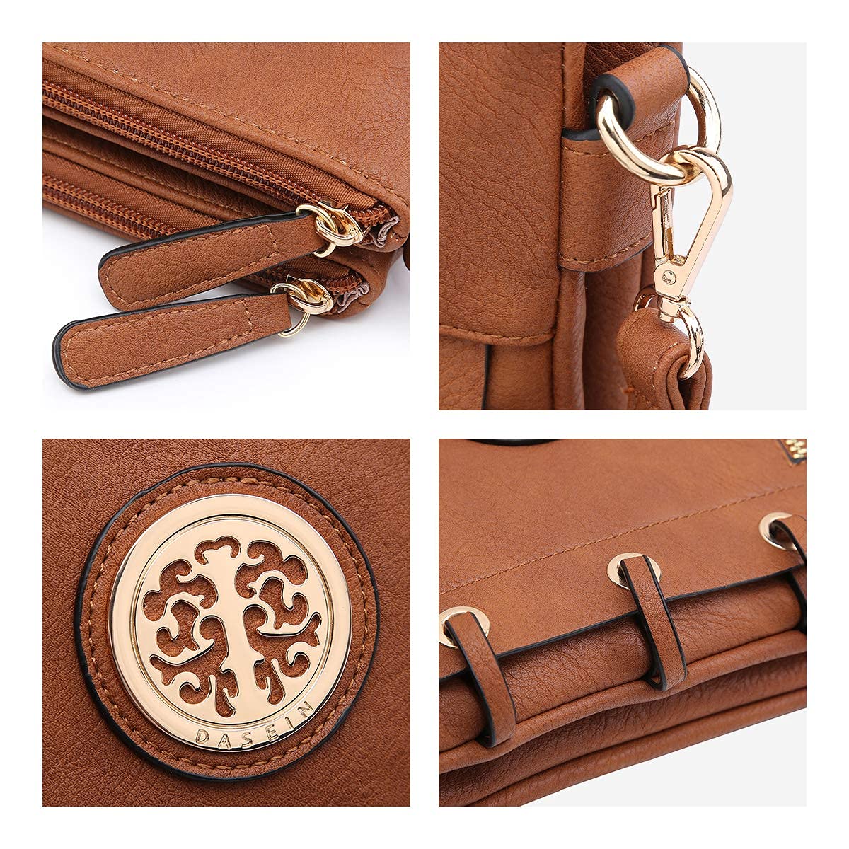 Dasein Women's Lightweight Shoulder Bag - Soft PU Leather Crossbody Purse with Multiple Pockets & Double Zipper - Perfect for Travel, Shopping, and Everyday Use