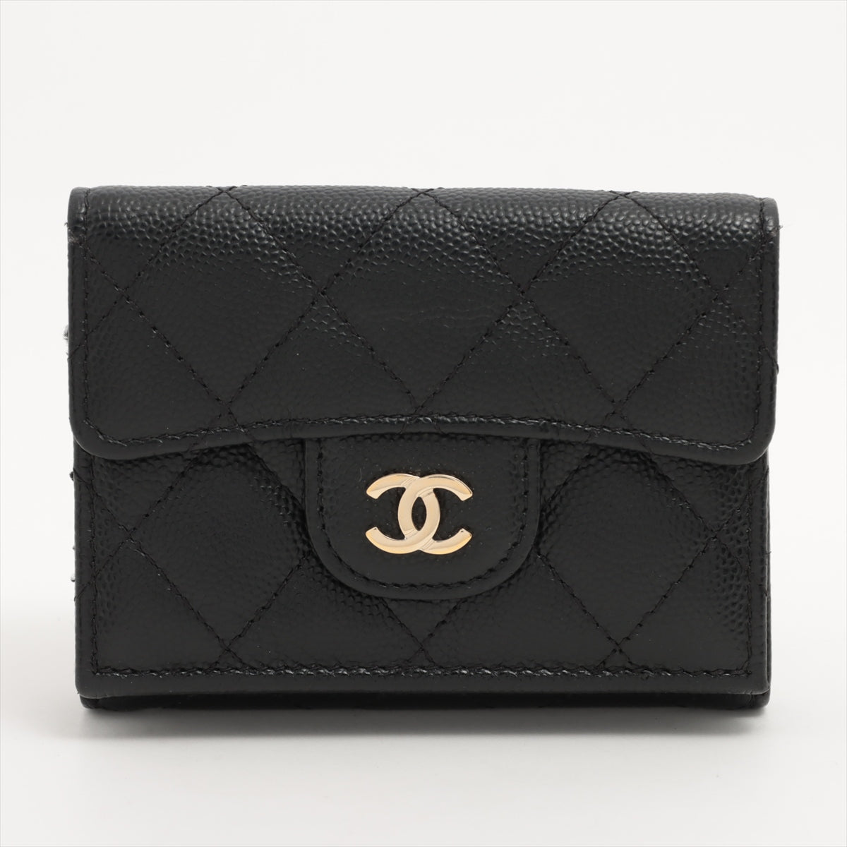 Chanel Caviar Black Fold Wallet for Women - Luxury Leather Wallet with Card Slots & Coin Pocket - Perfect for Everyday Use & Gift Giving
