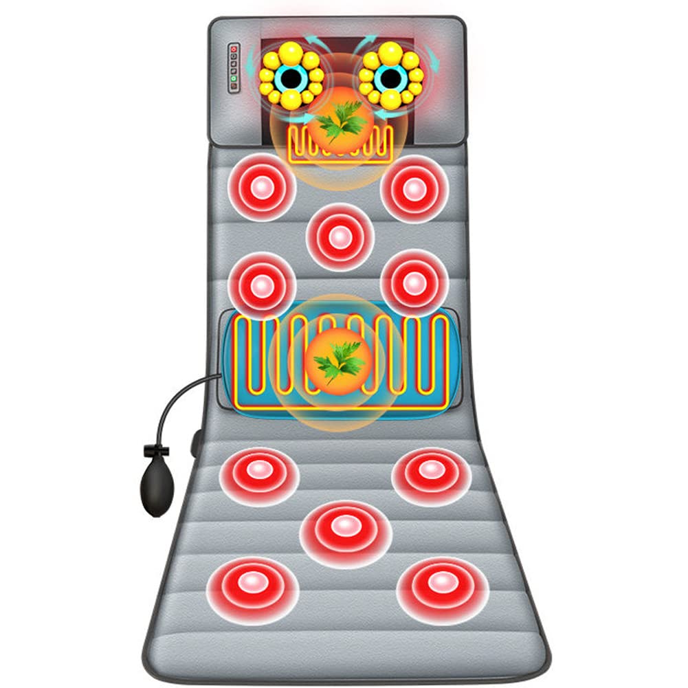 Heated Massage Pad with 20 Massage Heads - Full Body Heating Mattress for Neck, Back Pain & Muscle Relief - Perfect for Home Relaxation & Stress Relief After Workout, Office or Travel