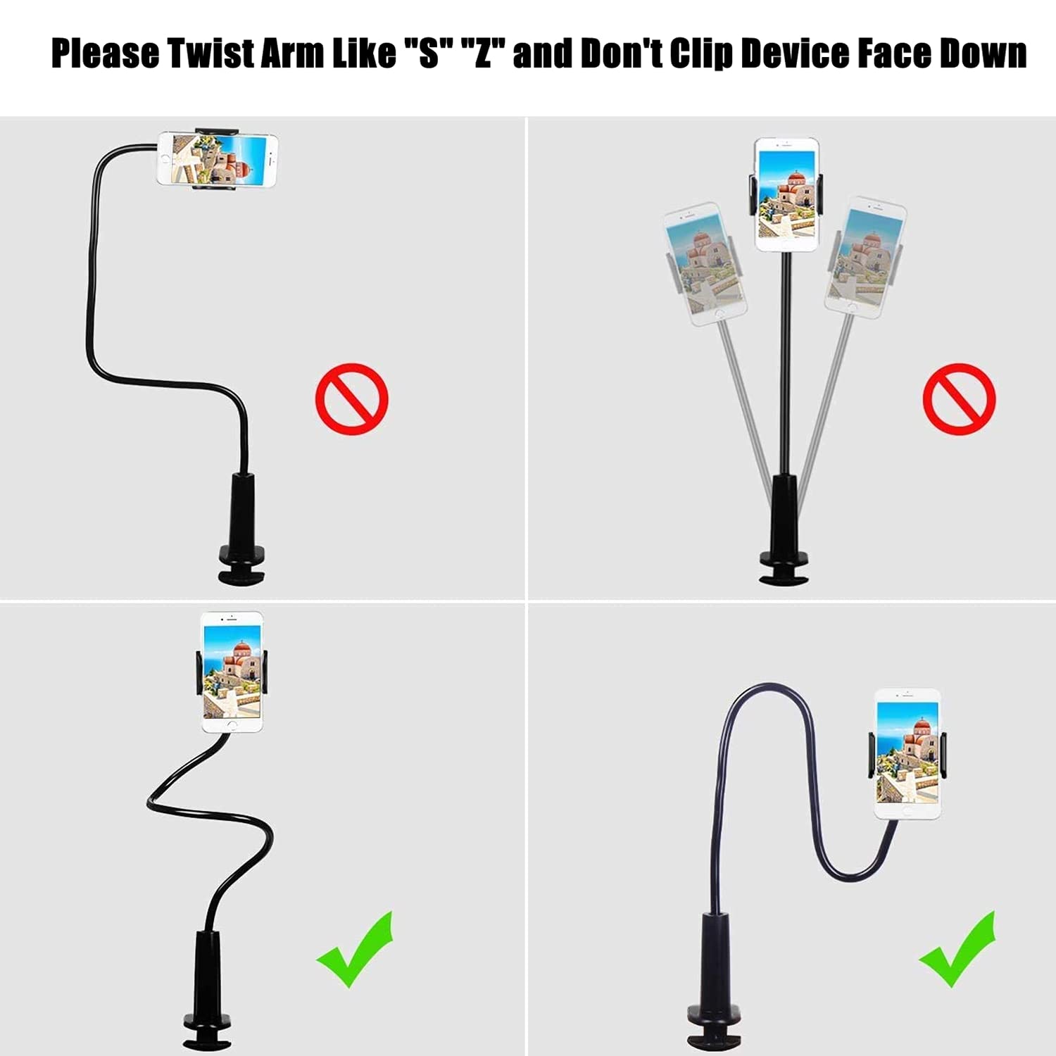 360° Rotating Gooseneck Phone Holder for Bed & Table - Flexible Lazy Bracket Stand with Secure Clip for All Smartphones | Perfect for Watching Videos, Reading & Hands-Free Calling