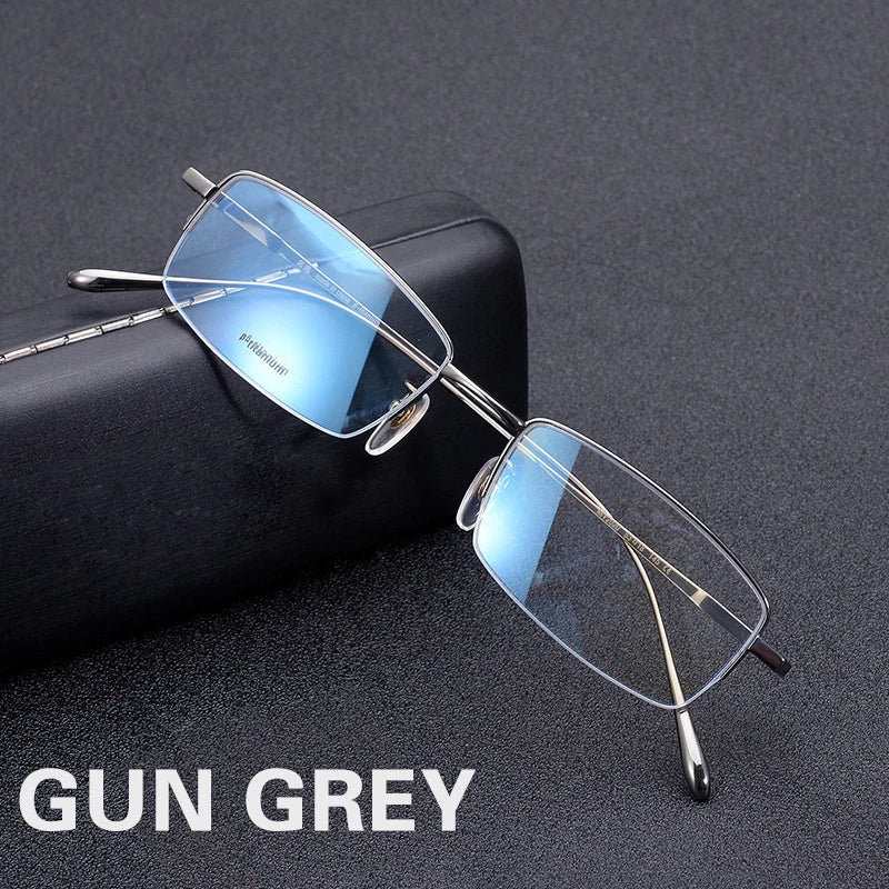 Aimee Unisex Semi-Rimless Square Titanium Eyeglasses Frame 941231 - Lightweight & Durable for Work, Reading, and Everyday Wear