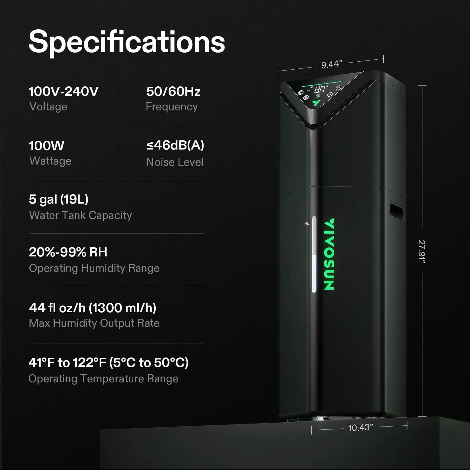 VIVOSUN AeroStream H19 Smart Humidifier with Auto Humidity Control - Perfect for Home, Office, and Indoor Plant Care