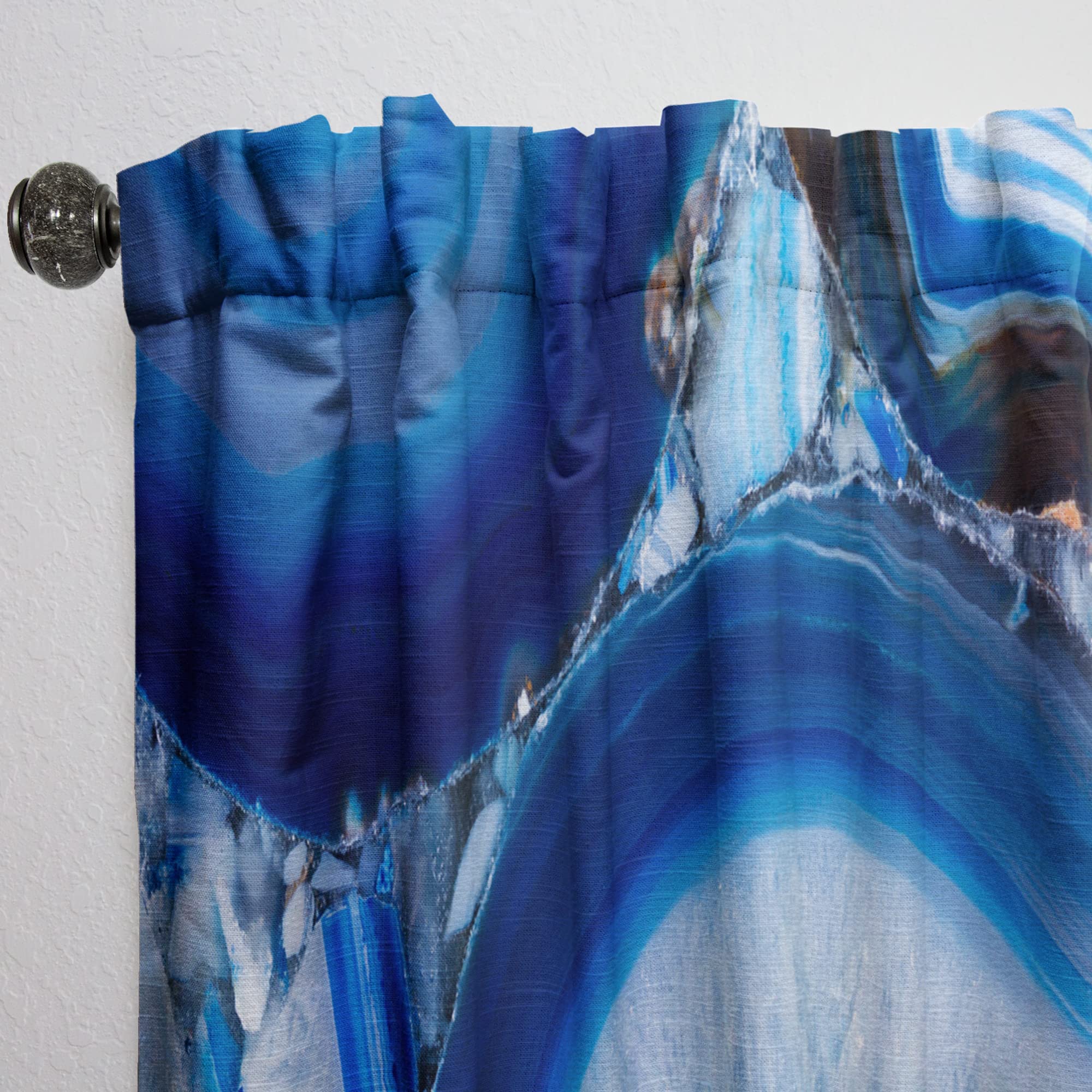 DesignQ Blue Agate Geode Thermal Insulated Curtains - Single Panel 52x120 Inches - Elegant Drapes for Bedroom & Living Room - Energy Saving Window Treatment for Home Decor