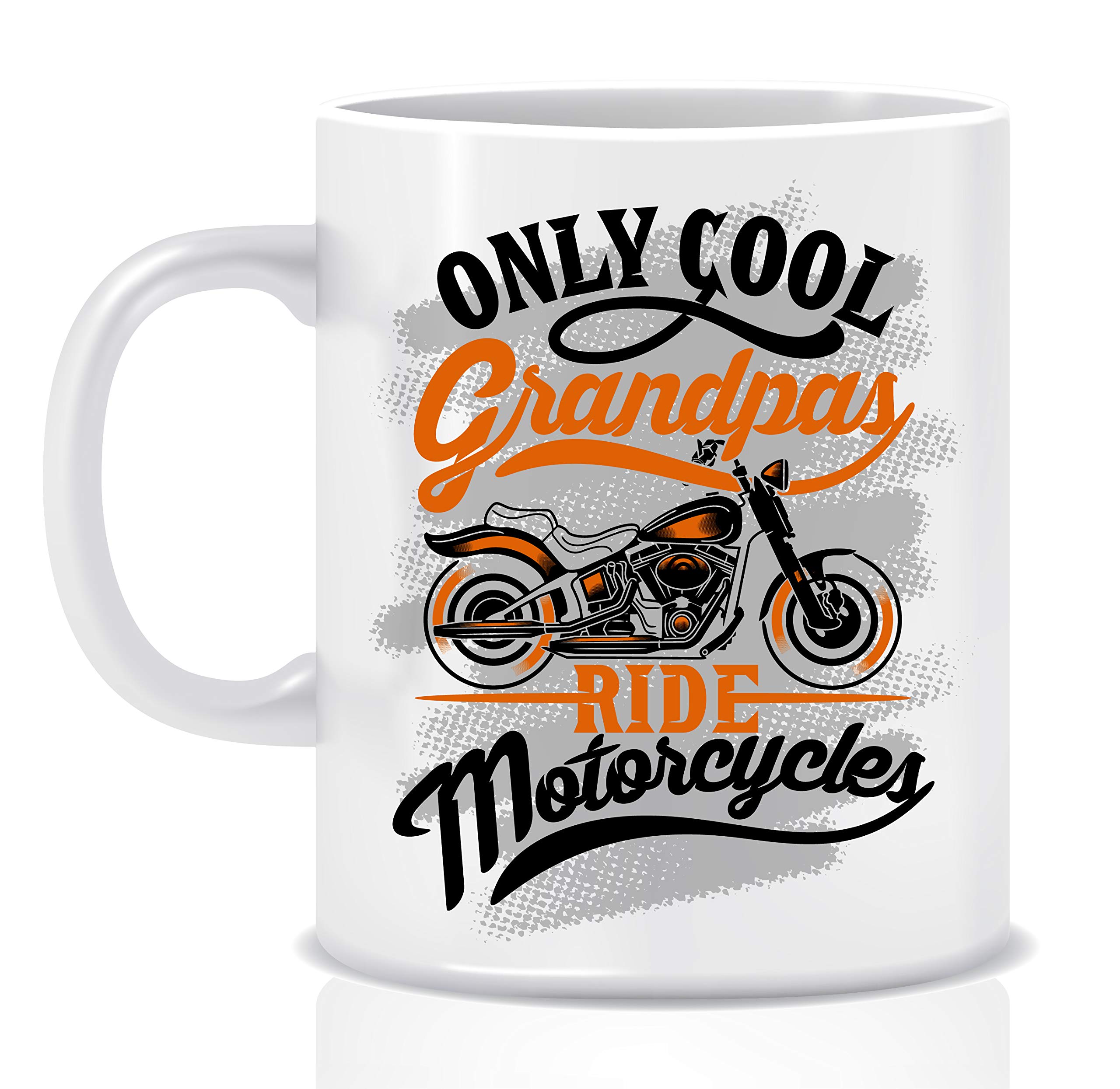 11oz Funny Motorcycle Coffee Mug - Ceramic Grandpa Gift Mug with Double-Sided Designs | Dishwasher & Microwave Safe | Perfect for Bikers, Father's Day & Office Use