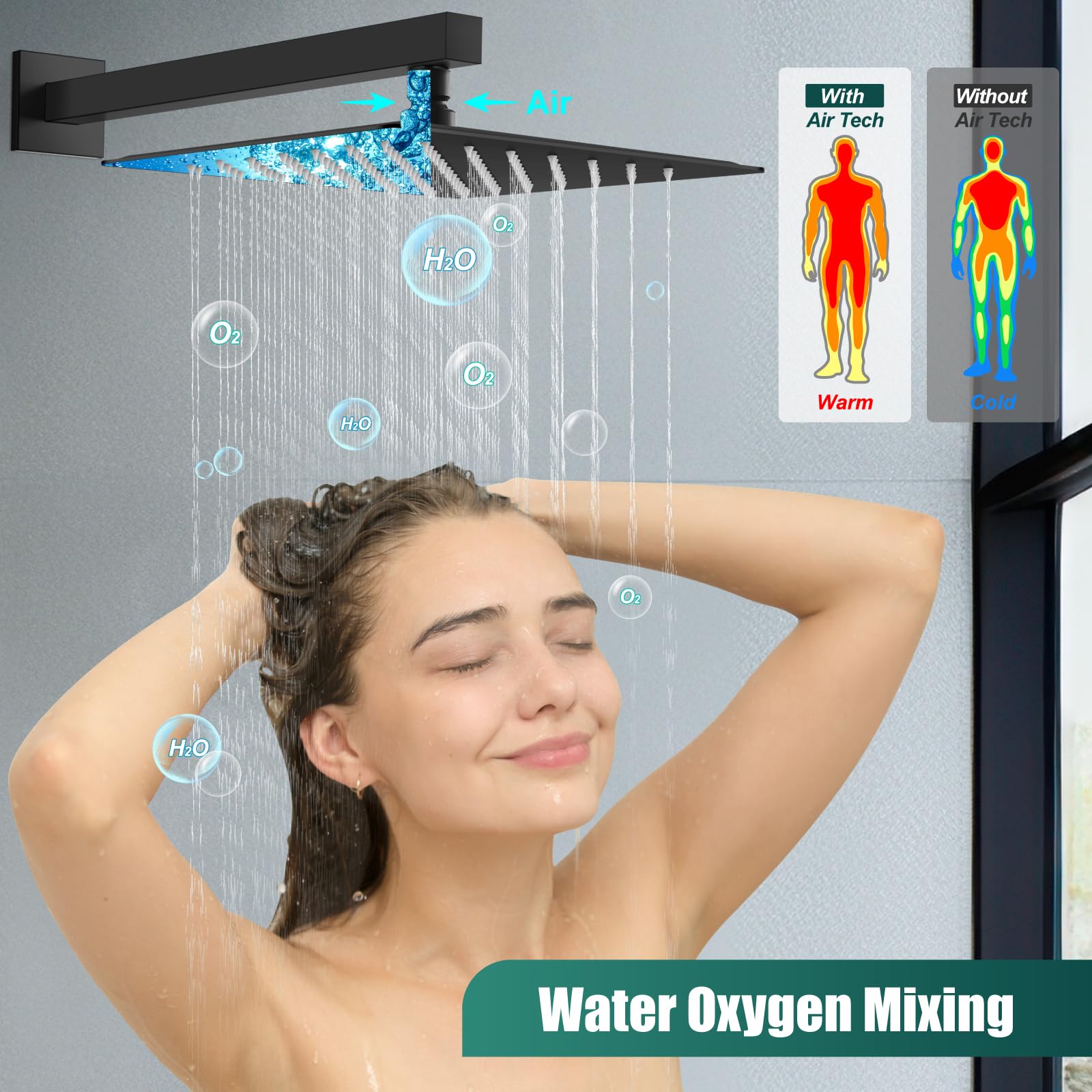 Premium 10 Inch Matte Black Square Rain Shower System - 2-in-1 Wall Mount Rainfall Shower Head with Handheld Sprayer & High Pressure Valve for Luxurious Bathroom Experience (Ideal for Master Bath & Spa Retreats)