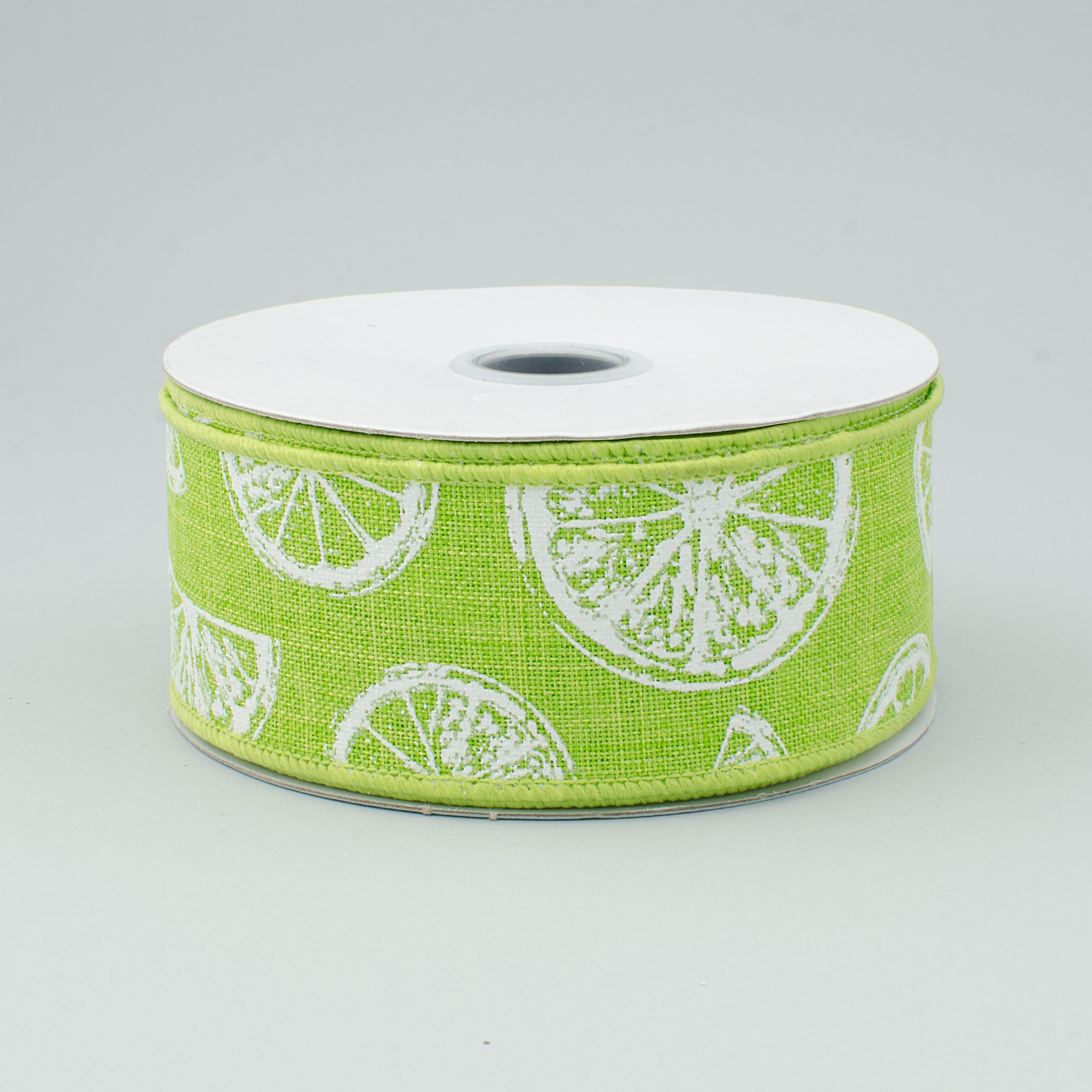 1.5 Inch Royal Canvas Citrus Print Ribbon - Lime Green & White Stripe Decorative Ribbon (10 Yards) for Gift Wrapping, Party Decorations & DIY Crafts