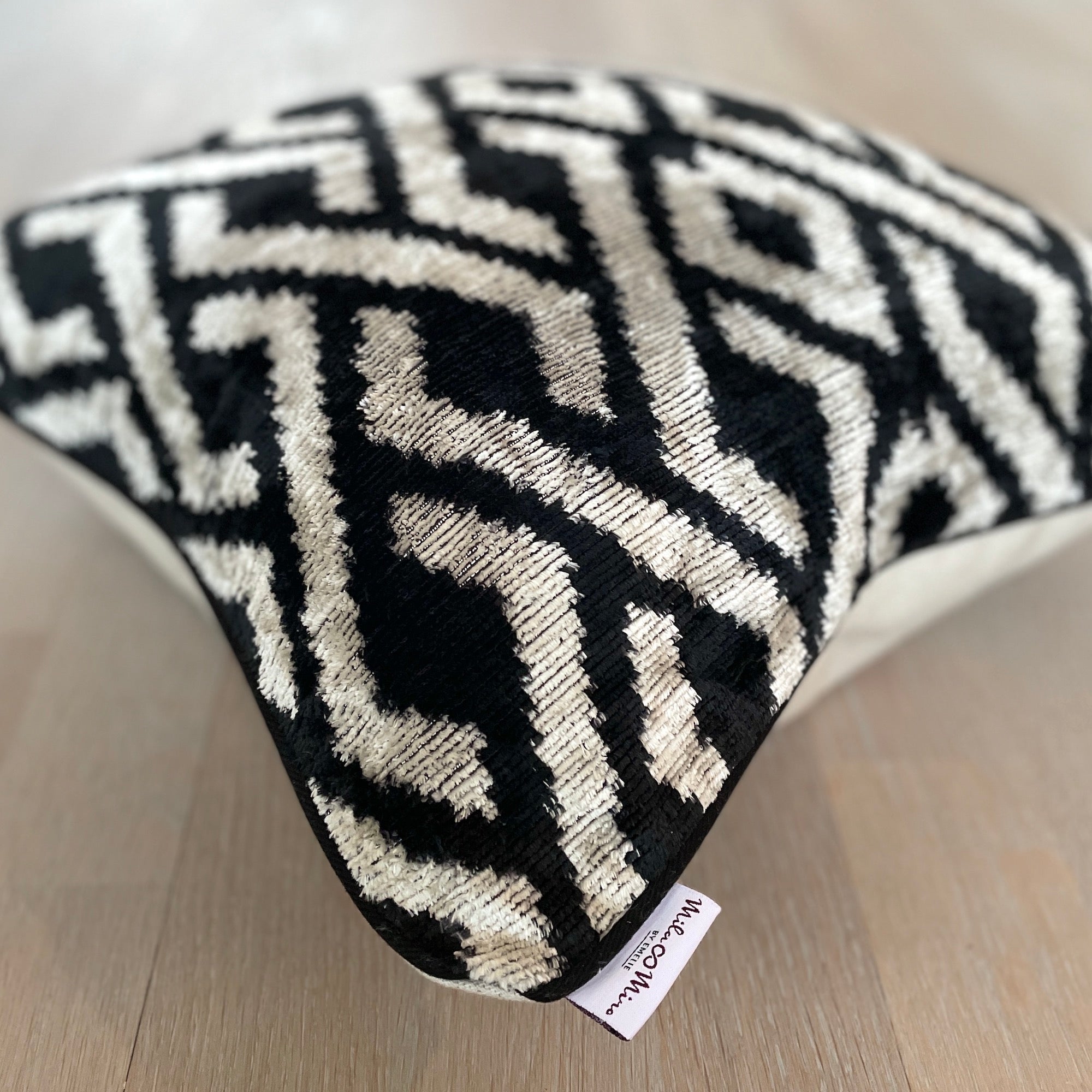 Velvet Ikat Cushion Jazz - Soft Velvet Decorative Throw Pillow Cover for Sofa, Bed, Chair - Boho Home Decor Accent for Living Room, Bedroom