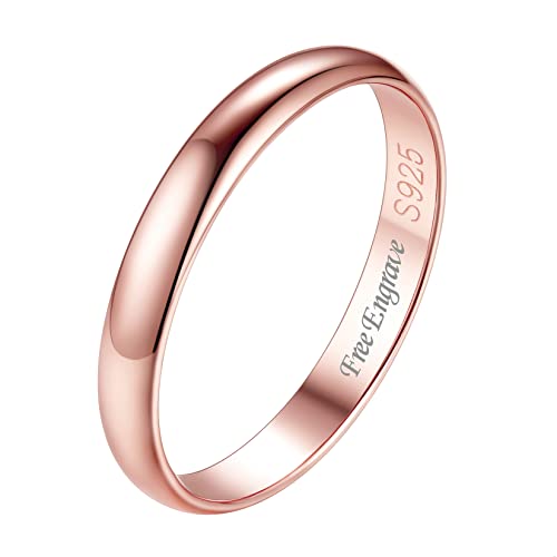 d. 3mm plain ring/rose gold plated-engravable
