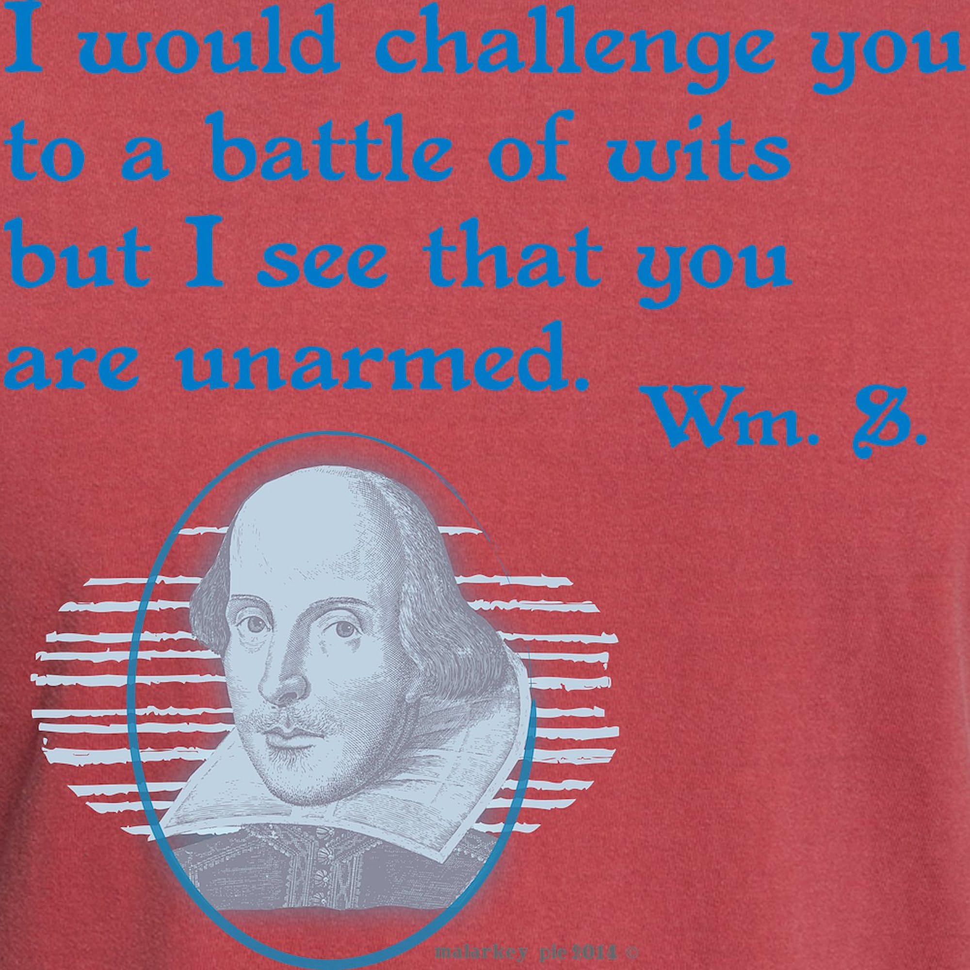 Shakespeare Battle of Wits T-Shirt for Men | Comfort Colors Cotton Tee | Funny Literary Gift for Book Lovers & Theater Fans