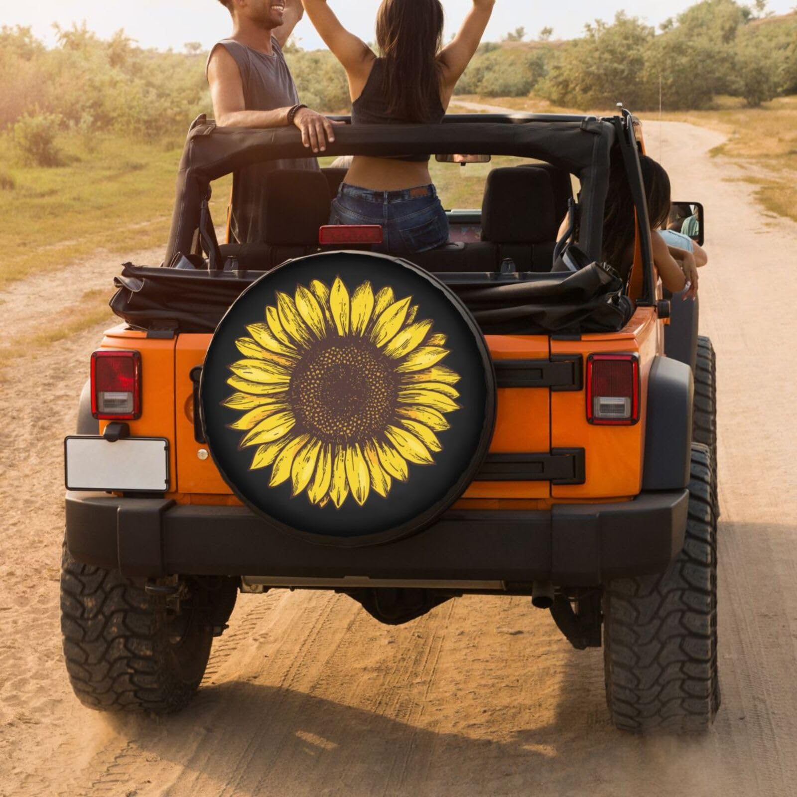 Retro Sunflower Spare Tire Cover - 14 Inch Dust-Proof Wheel Protector for Trailers, RVs, SUVs & More | Perfect for Outdoor Adventures & Road Trips