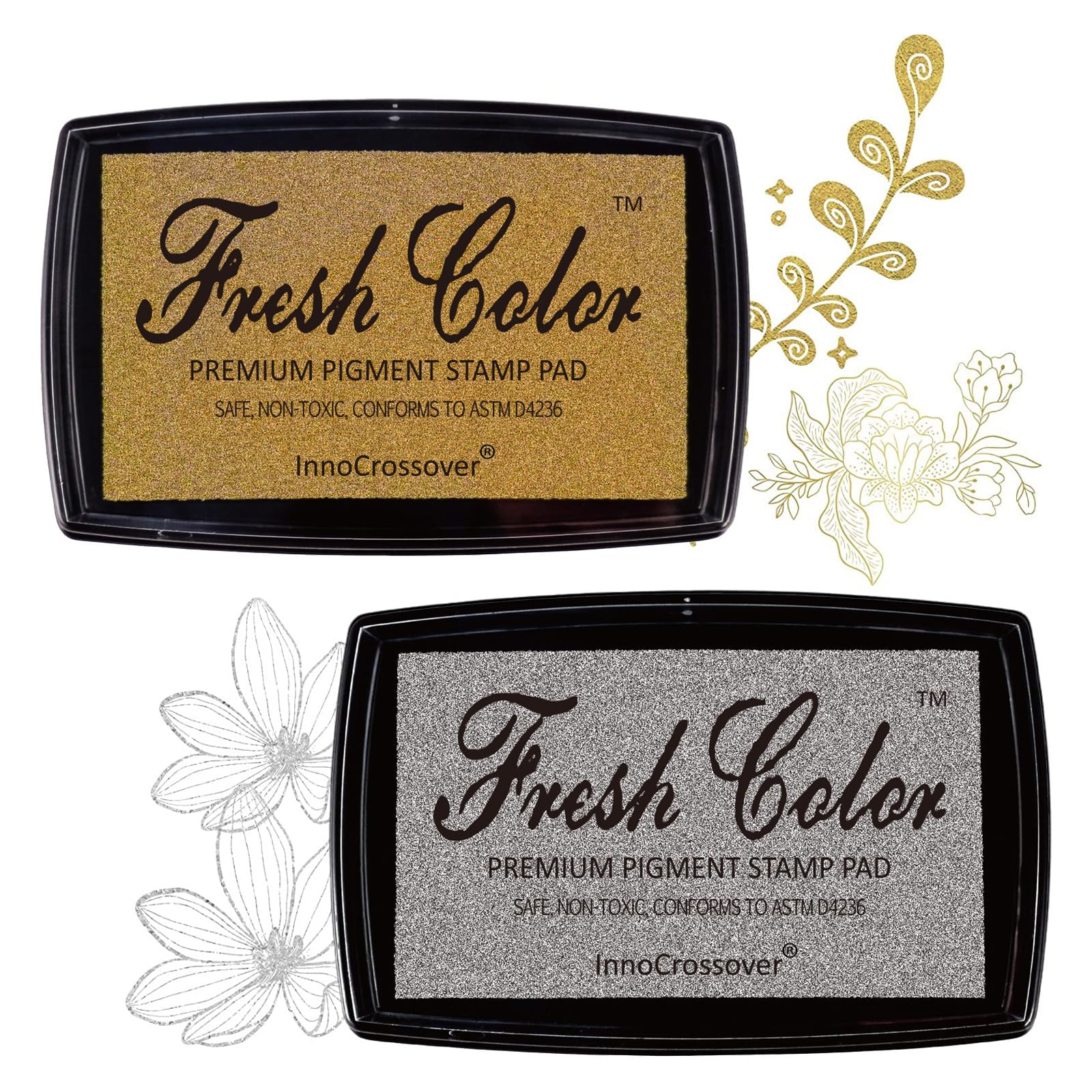 Premium Gold Stamp Pad - Non-Toxic Permanent Ink for Rubber Stamps, Wedding Invitations, Card Making & Scrapbooking - Perfect for DIY Crafts, Embossing & Handmade Greeting Cards