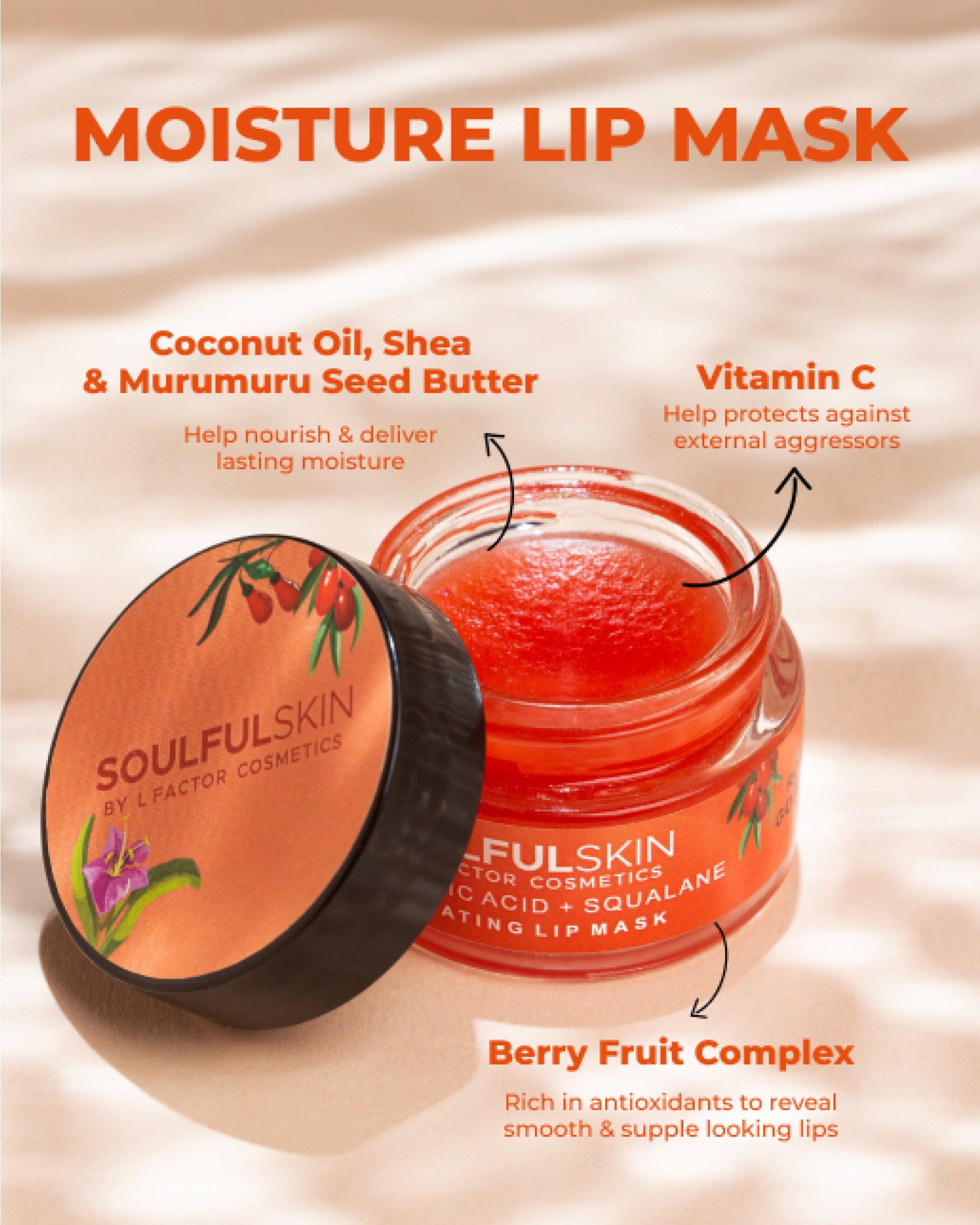 SoulfulSkin Hydrating Overnight Lip Mask for Dry & Chapped Lips - Vegan & Cruelty-Free Lip Care Treatment | Perfect for Nighttime Use, Winter Skincare & Travel Essentials
