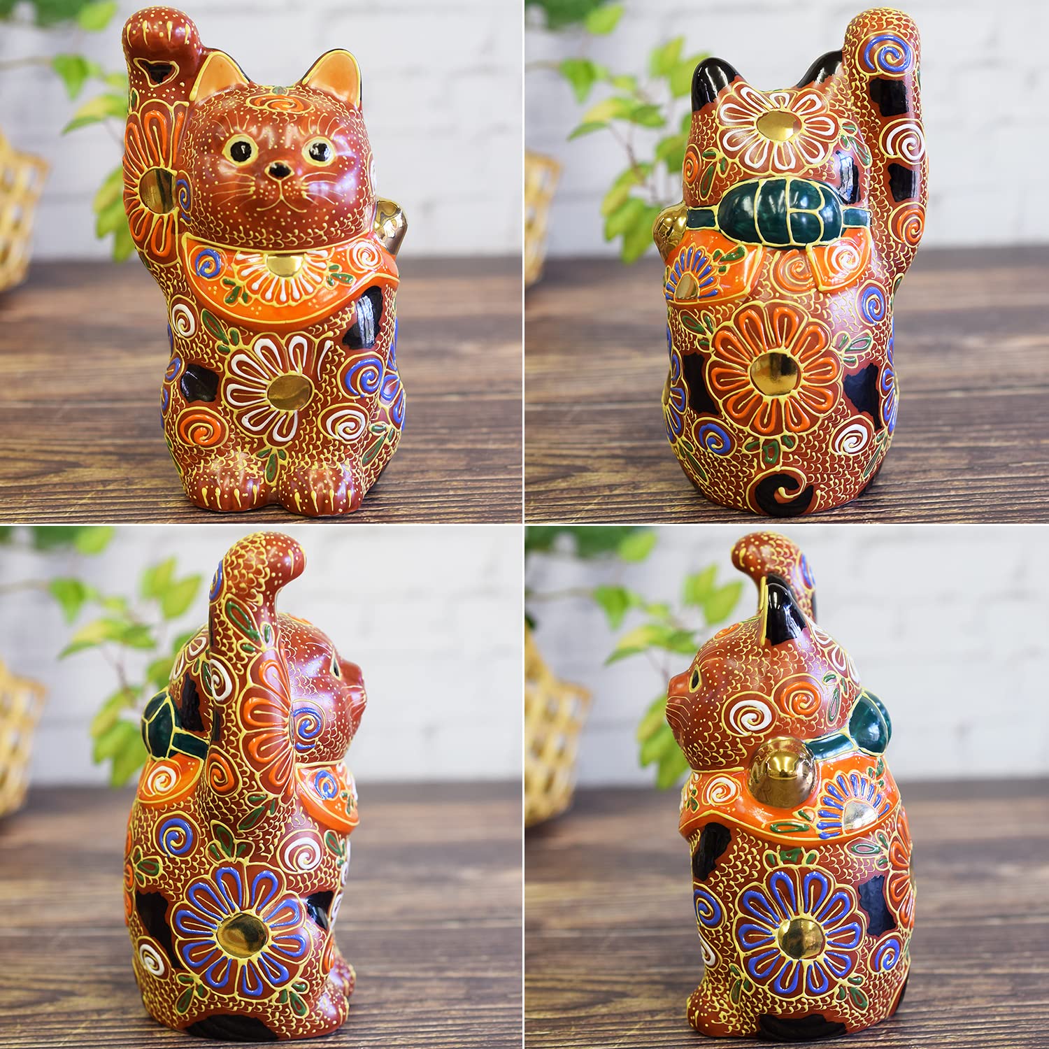 Authentic Japanese Maneki Neko Lucky Cat - Right Hand Ceramic Figurine for Good Fortune & Prosperity | Perfect for Home Decor, Office Desk & Gift Giving
