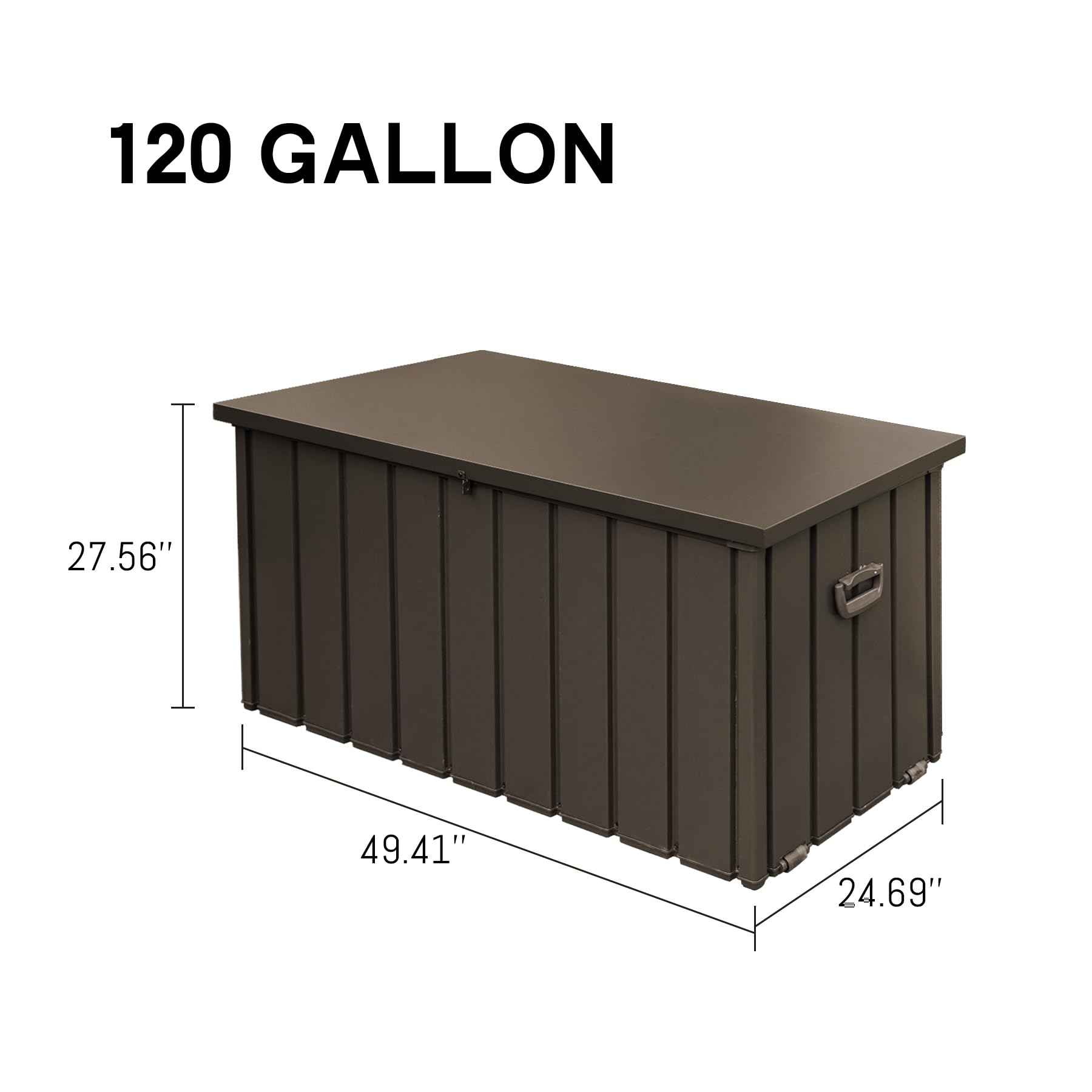 120 Gallon Waterproof Lockable Steel Outdoor Storage Deck Box - Dark Brown | Organize Patio Cushions, Garden Tools, Pool Equipment & Toys | Weatherproof Storage Solution for Backyard, Deck & Poolside