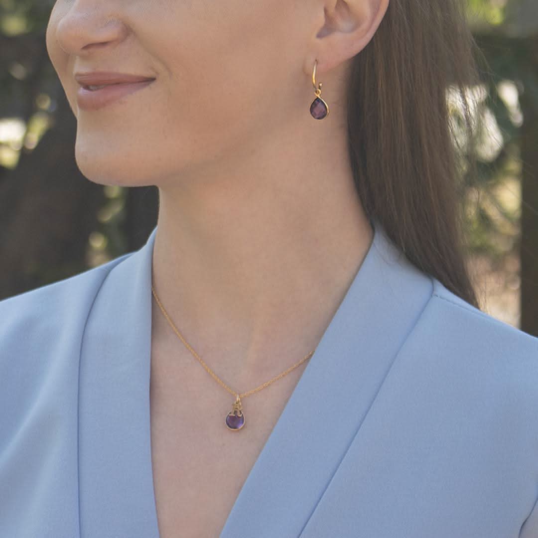 Amethyst Charm Necklace - Rose Gold February Birthstone Jewelry for Women | Elegant Gift for Valentine's Day, Anniversary & Special Occasions