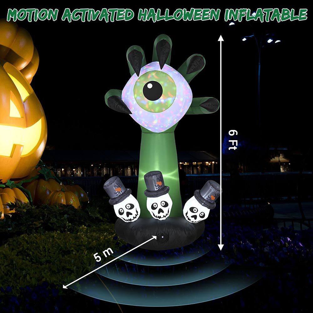 TheLAShop 6ft Halloween Inflatable Monster Hand with Glowing Eyeballs - Outdoor Yard Decoration for Spooky Party Decor
