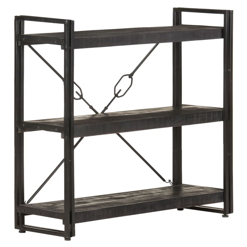 3-Tier Bookcase & Bookshelf - Solid Mango Wood Display Storage Shelf for Bedroom, Living Room & Office - 35.4