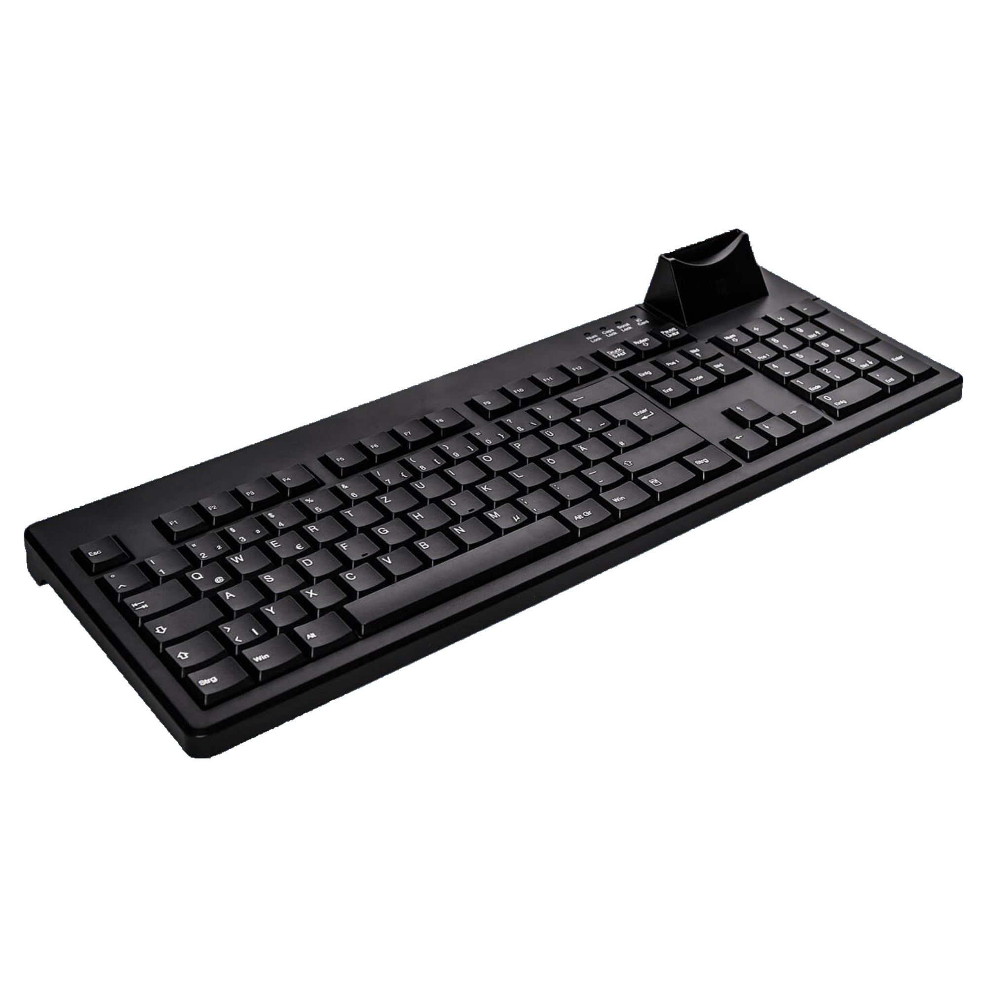 AK 8200S Wired Keyboard with Integrated Smart Card Reader - Black | Secure Computer Access for Office, Banking & Government Use