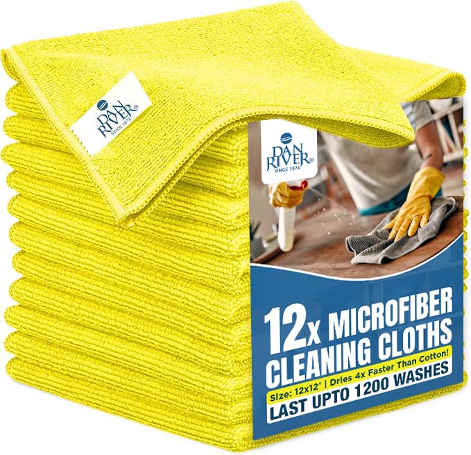 12-Pack DAN RIVER Premium Microfiber Cleaning Cloths (12