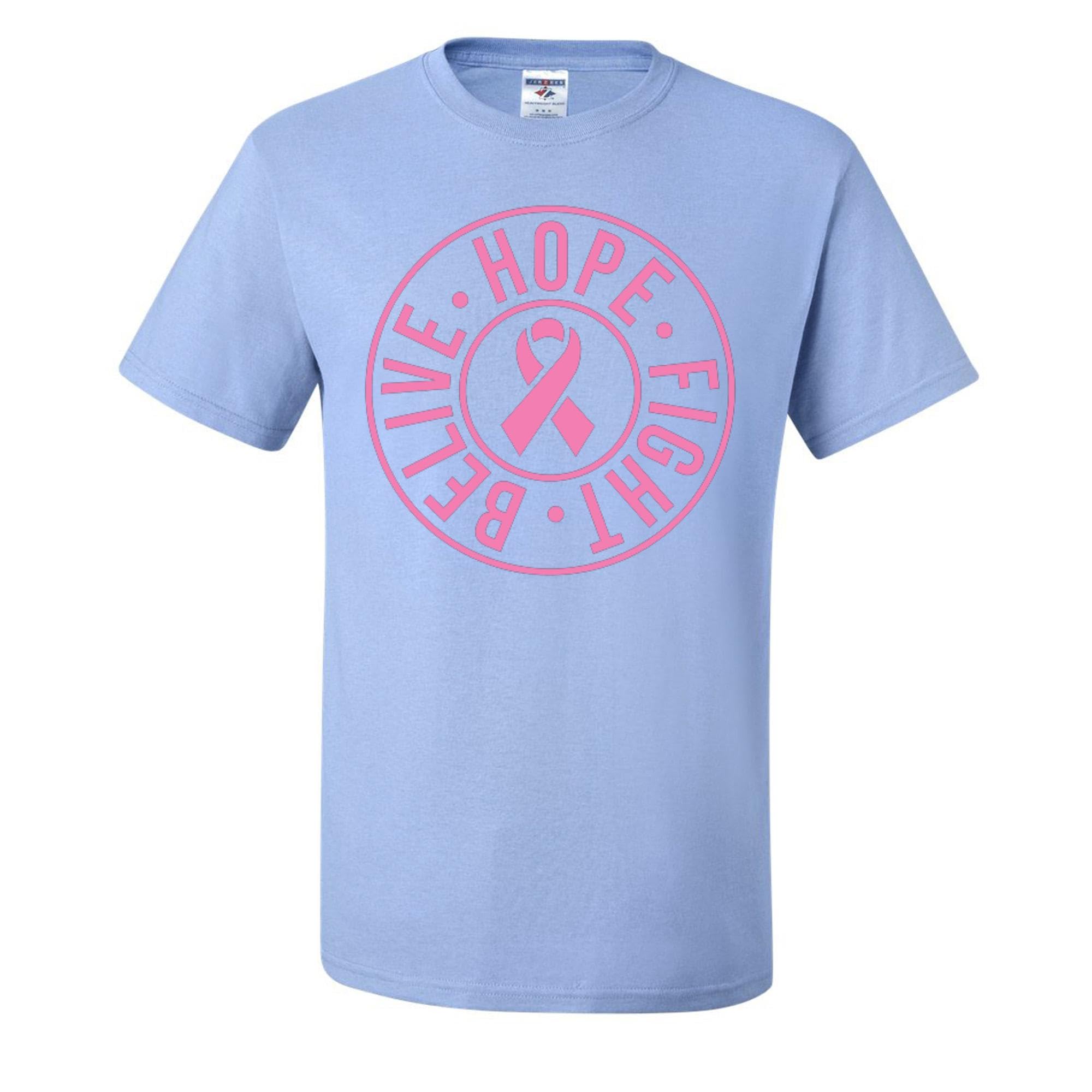 Wild Custom Apparel - Believe Hope Fight Breast Cancer Awareness Graphic Men's T-Shirt - Comfortable Cotton Tee for Support, Fundraising & Awareness Events