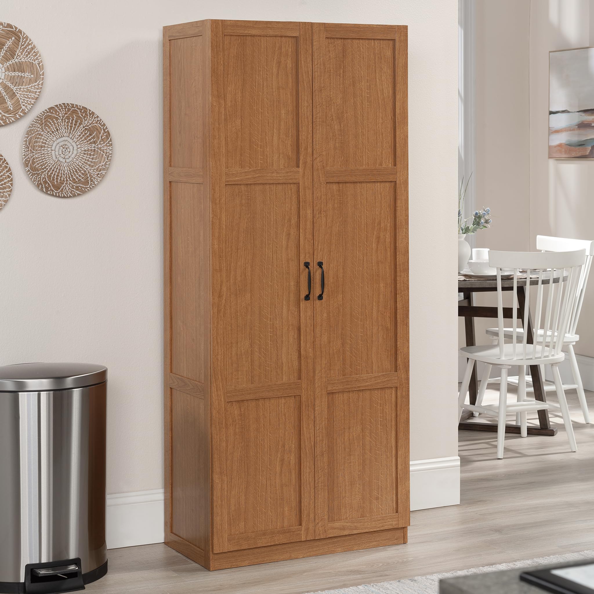 Sauder Storage Cabinet with Adjustable Shelves - Kitchen & Bathroom Organizer in Highland Oak