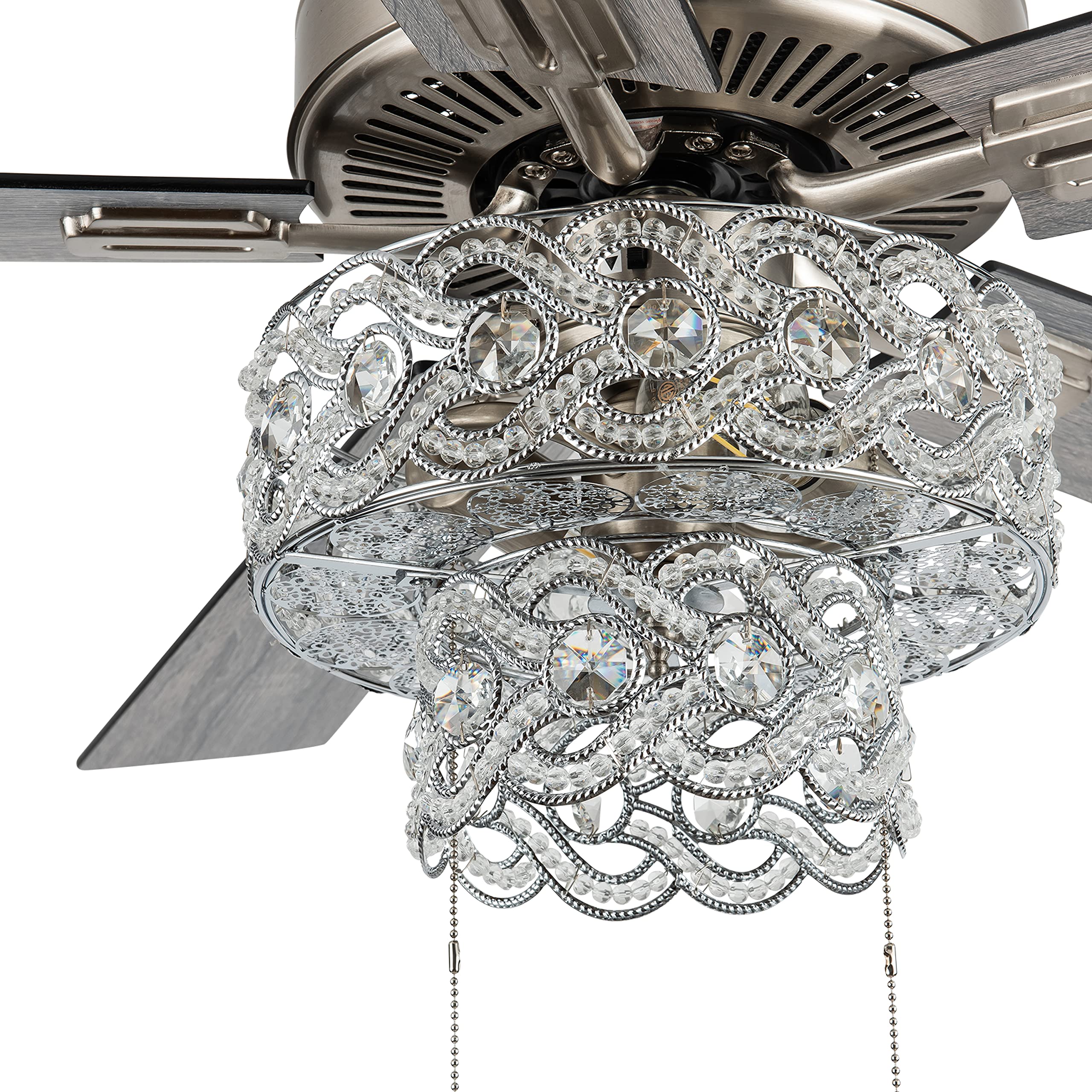 52 Inch Tiered LED Crystal Ceiling Fan with Lights - Elegant Glam Chandelier Fan for Dining Room & Living Room Decor - Remote Control, Energy Efficient, Quiet Operation - Perfect for Home, Bedroom, and Office Lighting