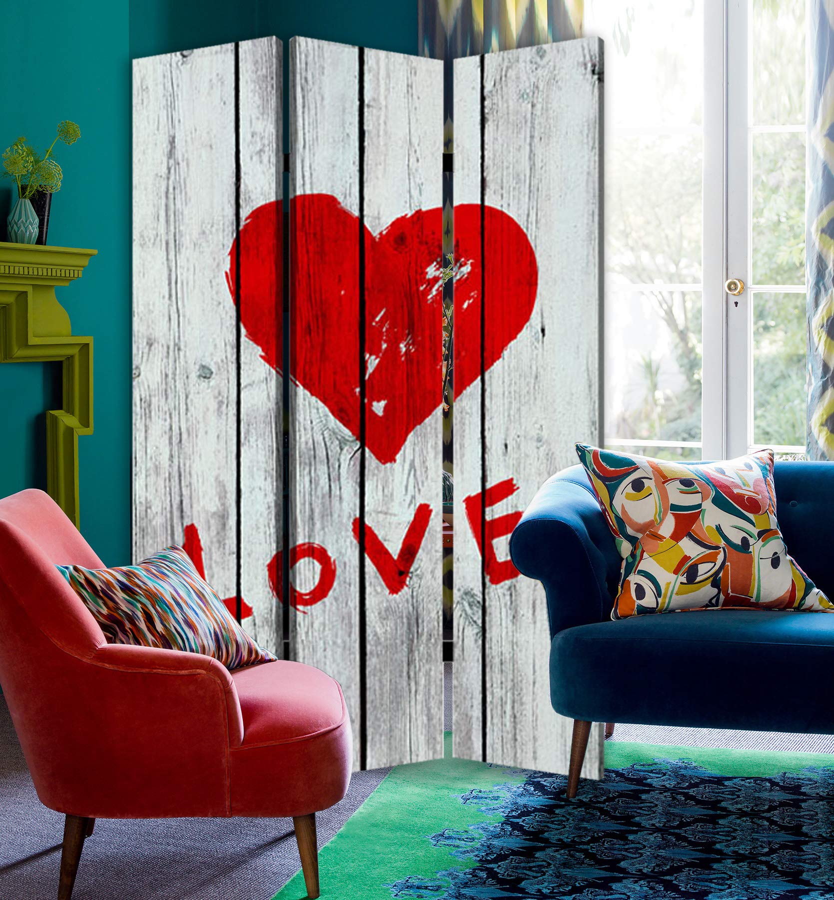 Valentine's Day Room Divider Screen - Decorative Folding Partition for Home, Office & Events | Perfect for Romantic Decor, Privacy & Space Division