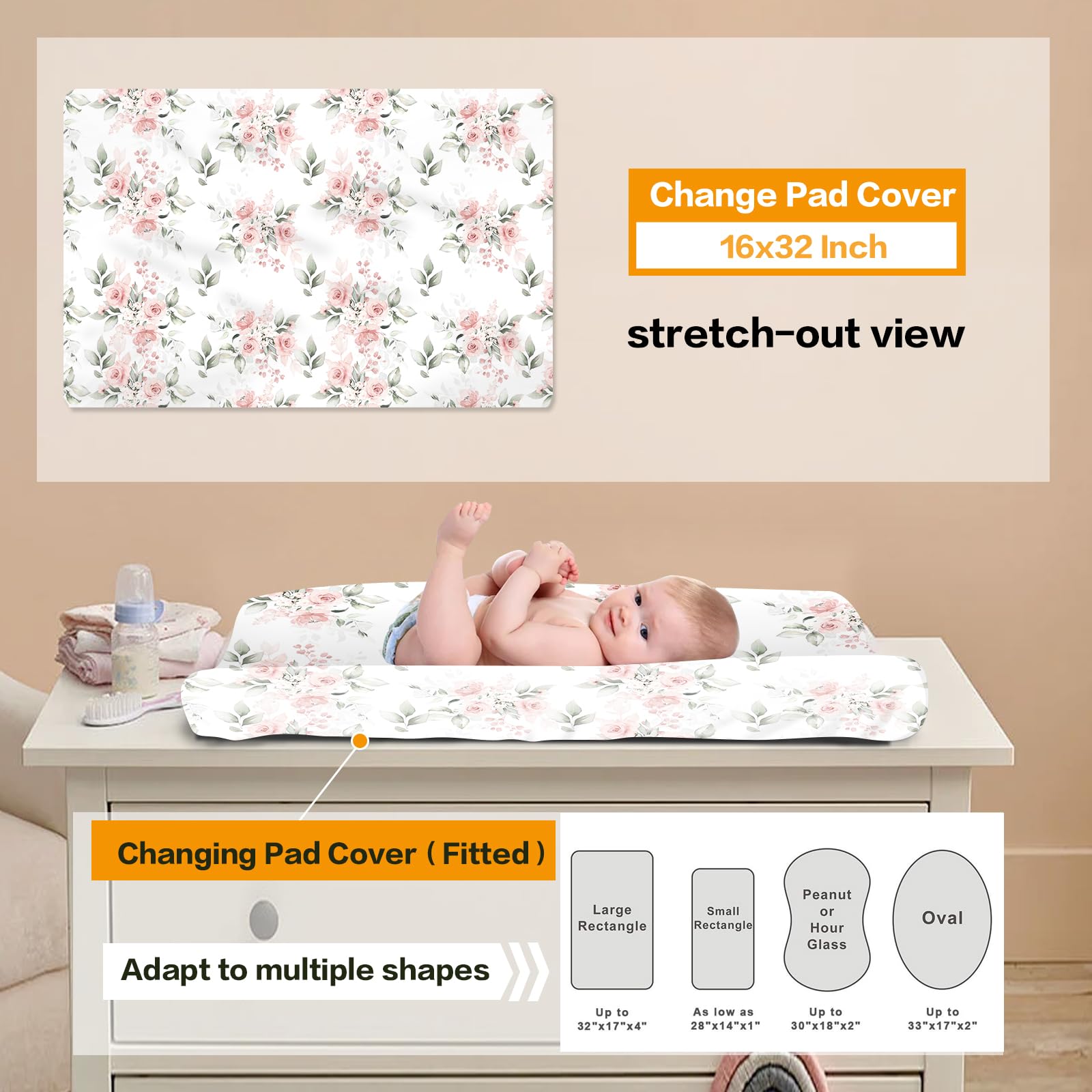 Custom Pink Baby Girl Crib Bedding Set - Personalized Nursery Blanket, Crib Sheet & Changing Pad Cover with Elephant & Rose Design | Perfect for Newborn Nursery Decor & Baby Shower Gifts