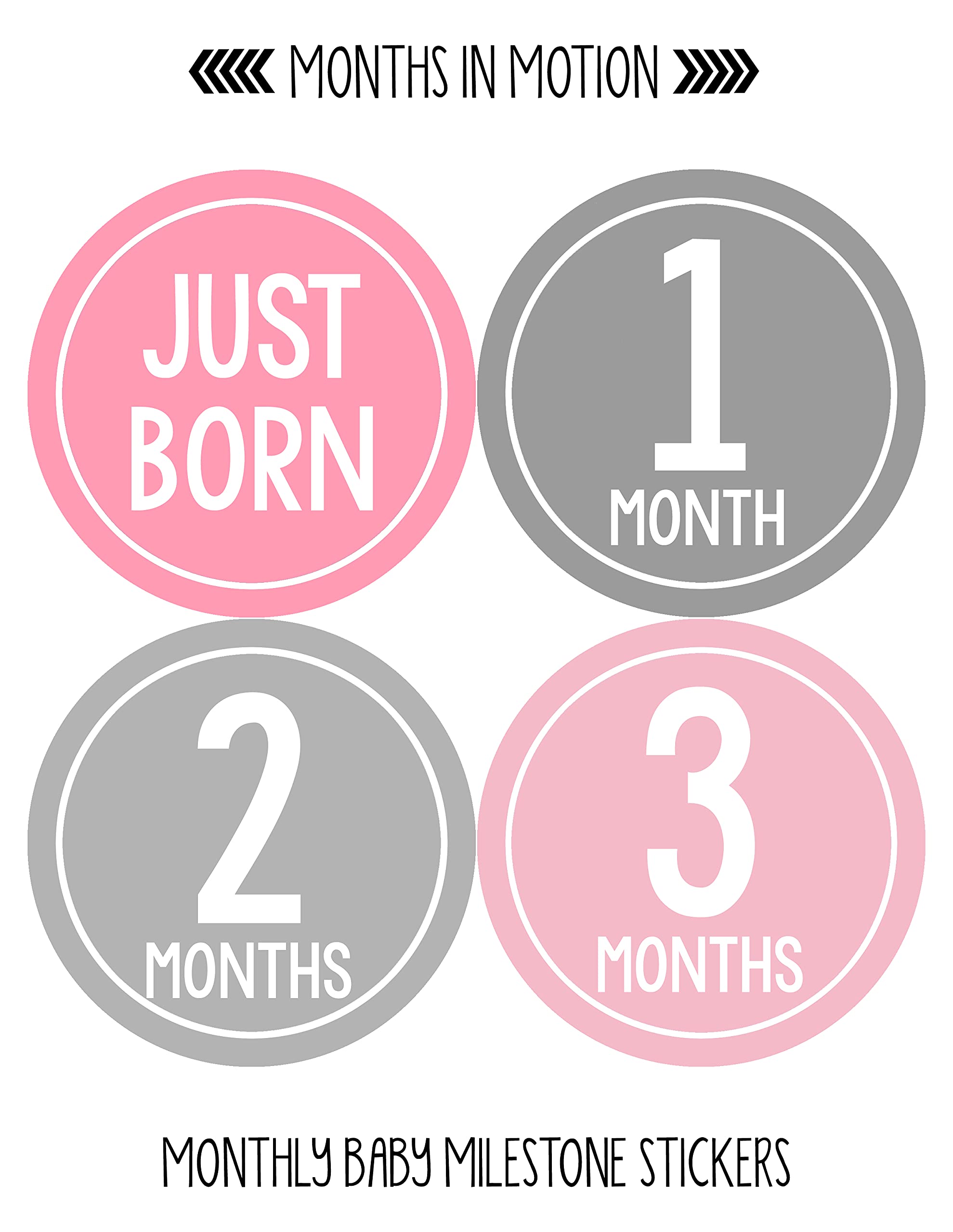 Baby Girl Milestone Stickers - Newborn Monthly Stickers Set of 20 - Perfect for Photo Shoots & Baby Albums