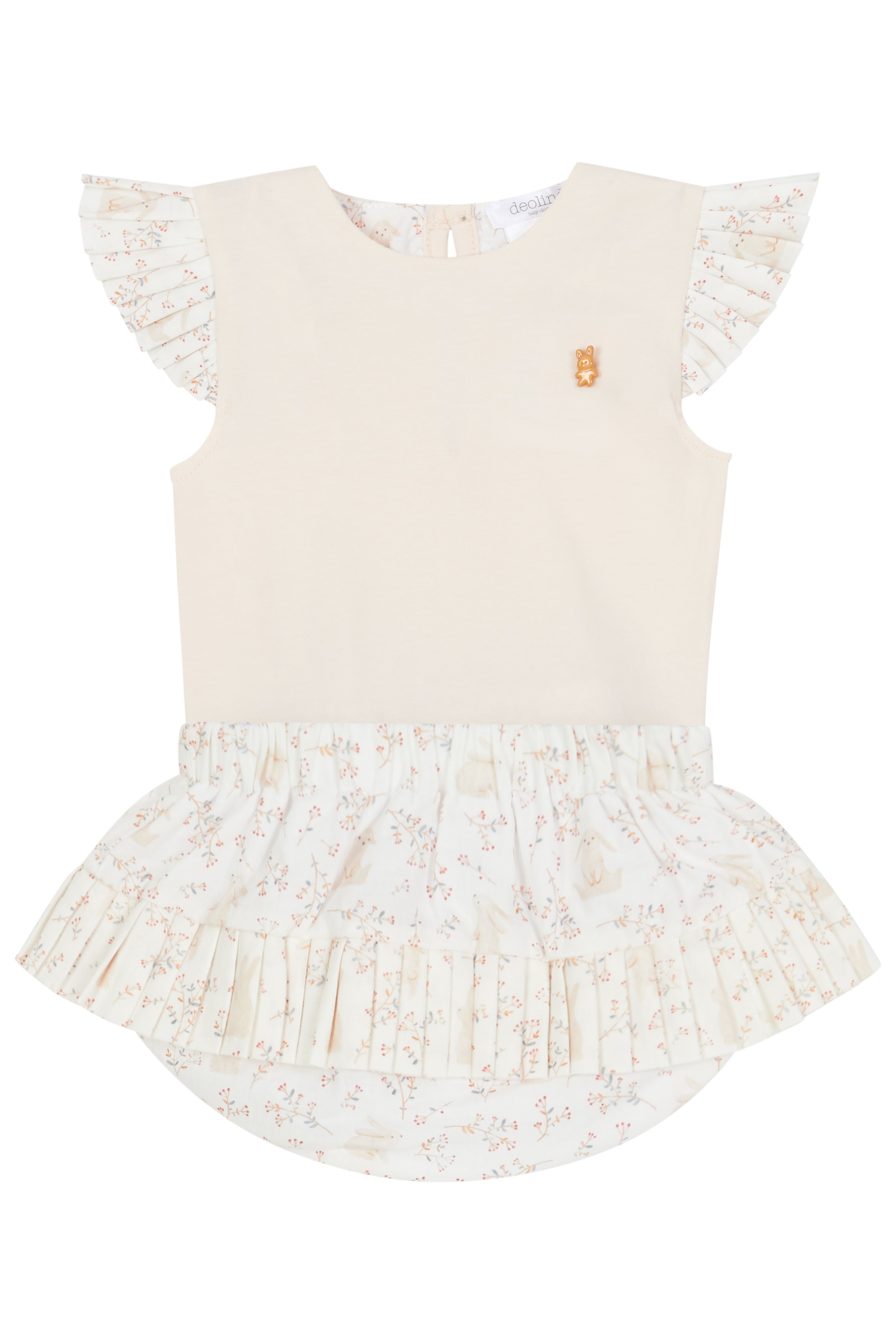 Genevieve Peach Bunny Blouse & Bloomers Set - Cute Baby Girl Outfit for Easter, Photoshoot & Special Occasions