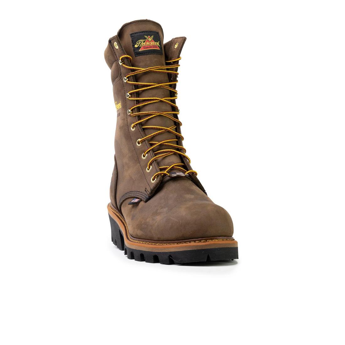 Logger Series 9 Steel Toe Waterproof Work Boots for Men - Brown Studded Horse Riding Boots - Durable Safety Shoes for Construction, Hiking & Outdoor Work