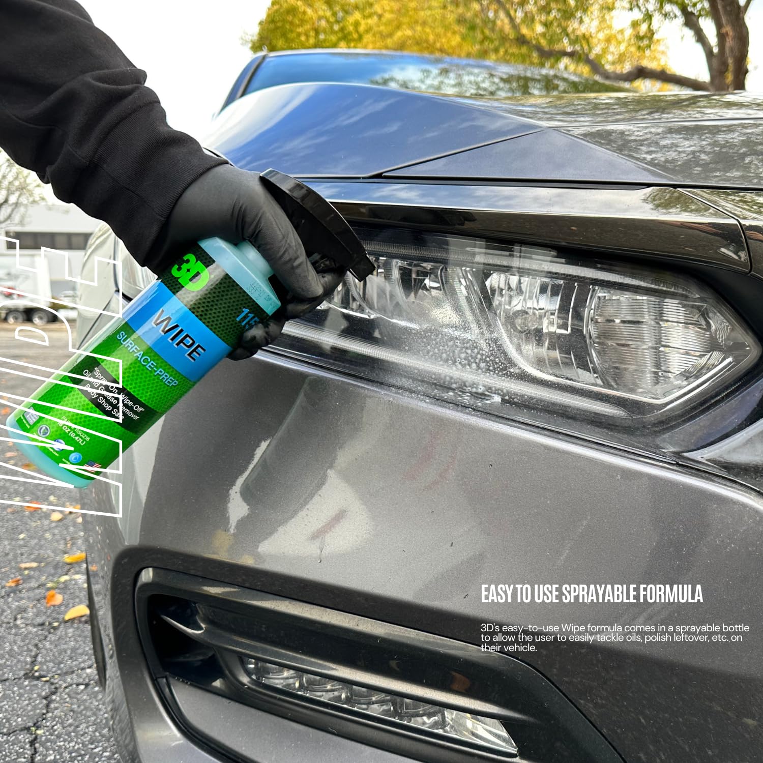3D Wipe Ceramic Coating Surface Prep - Removes Oils & Lubricants from Paint & Glass Before Ceramic Coating - 1 Gallon for Car Detailing & Auto Paint Protection