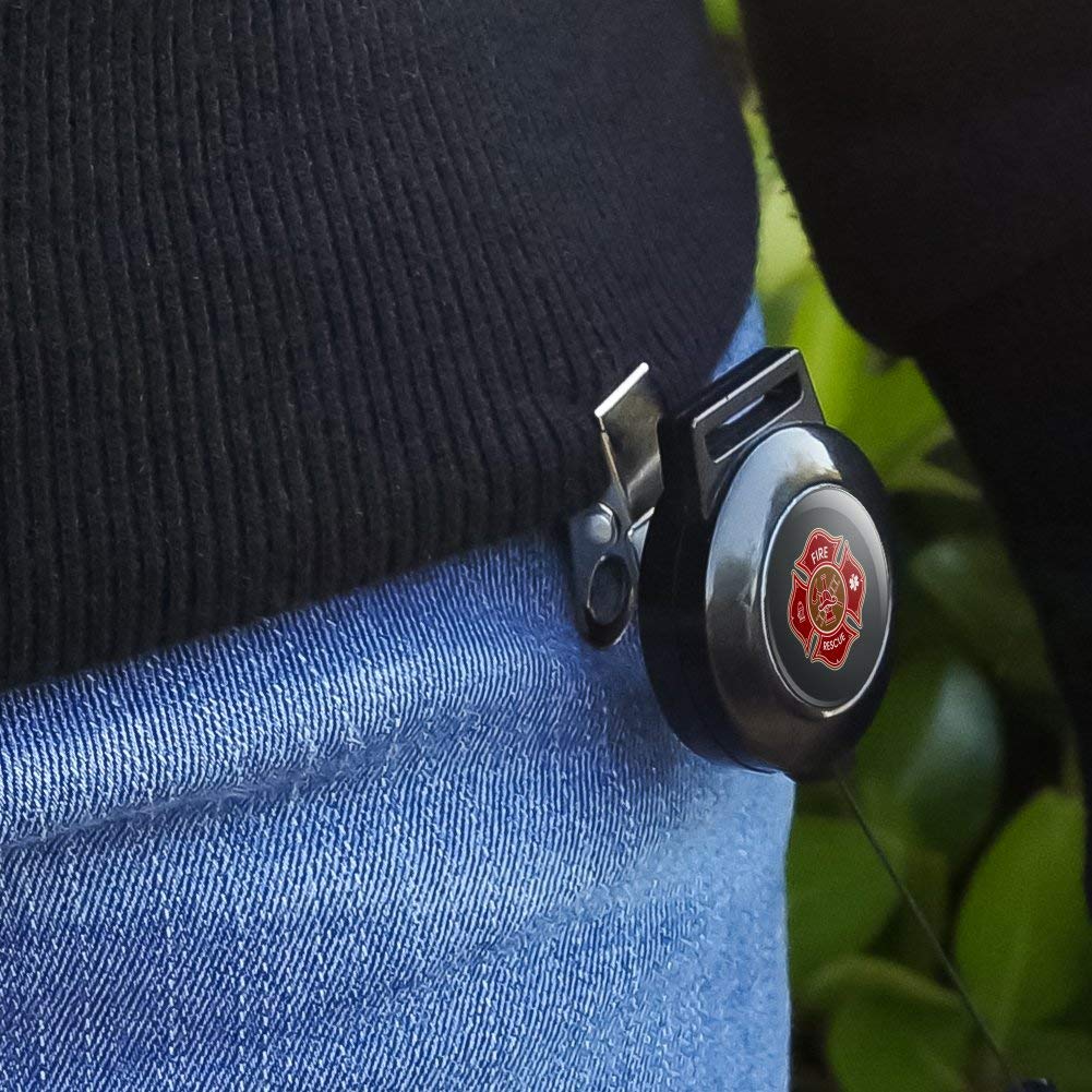 Firefighter Retractable Badge Reel with Maltese Cross Design - Durable ID Card Holder for EMT, Paramedic, and First Responders - Ideal for Fire Rescue, EMS, and Hospital Duty