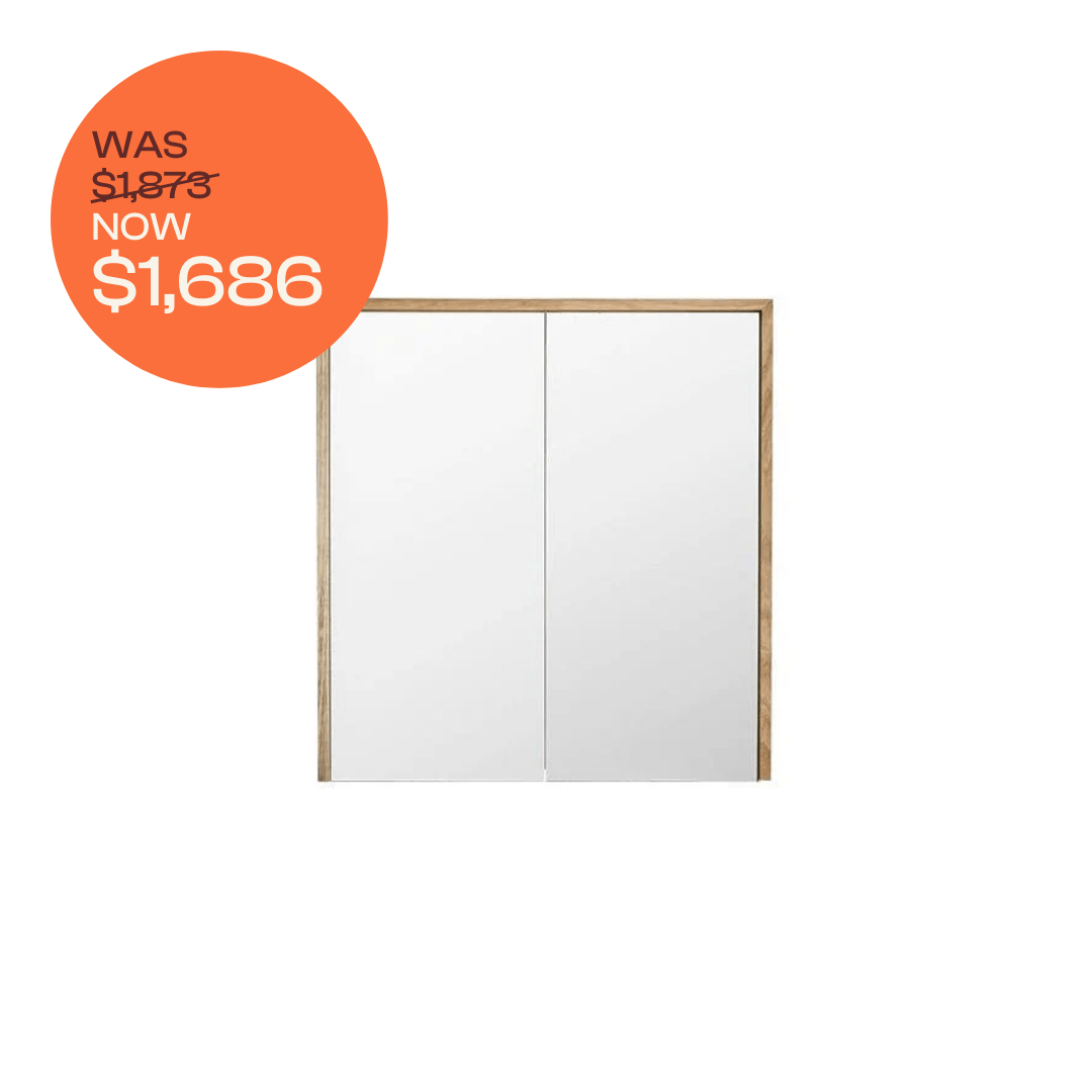 Bayview Mirror Cabinet 750 - American Oak Bathroom Vanity with LED Lighting | Modern Storage Solution for Bathroom Organization & Makeup Area
