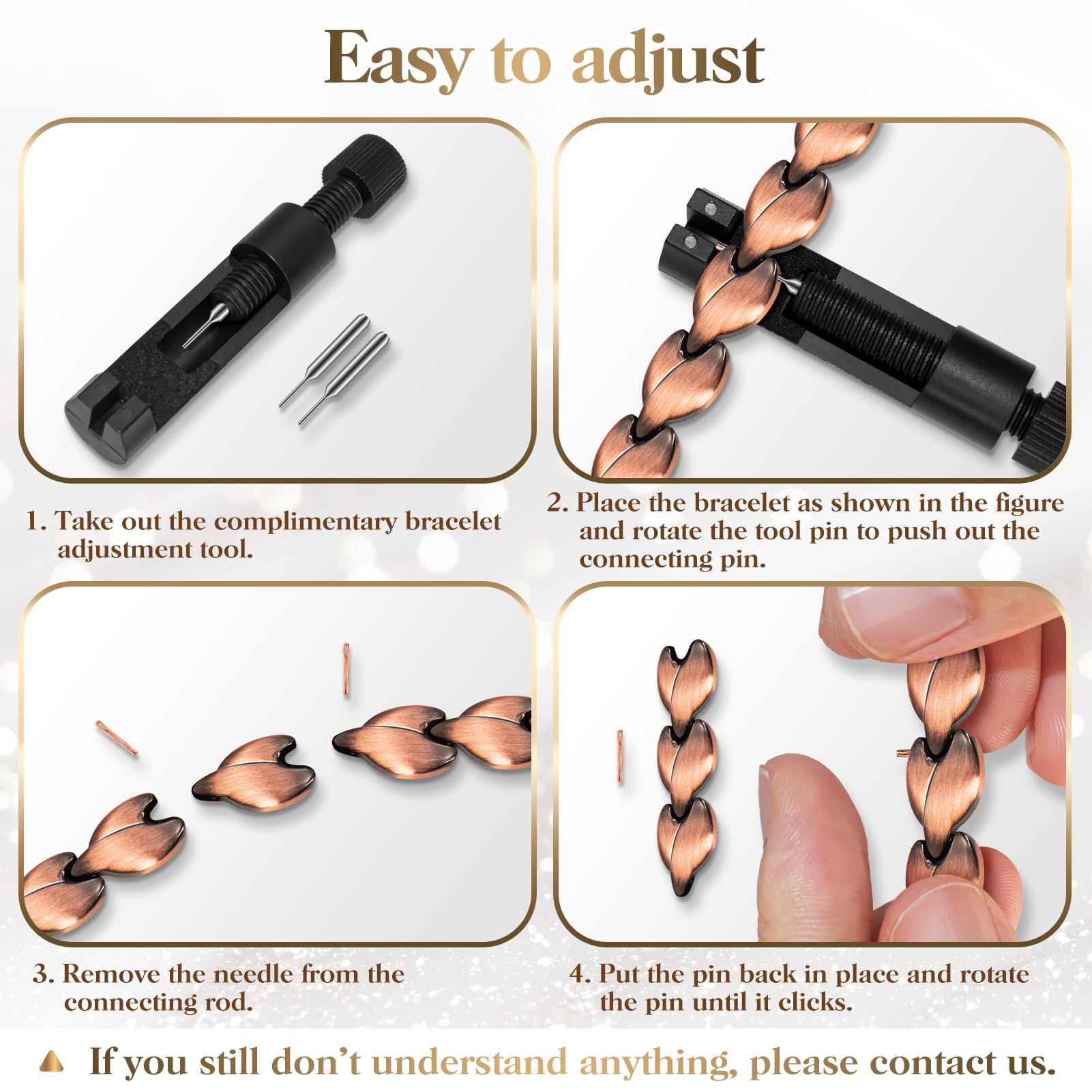 Women's Copper Magnetic Bracelet for Lymphatic Detox & Drainage - 100% Pure Solid Copper with 3500 Gauss Magnets, Adjustable Sizing Tool Included - Perfect for Wellness, Pain Relief & Holistic Healing